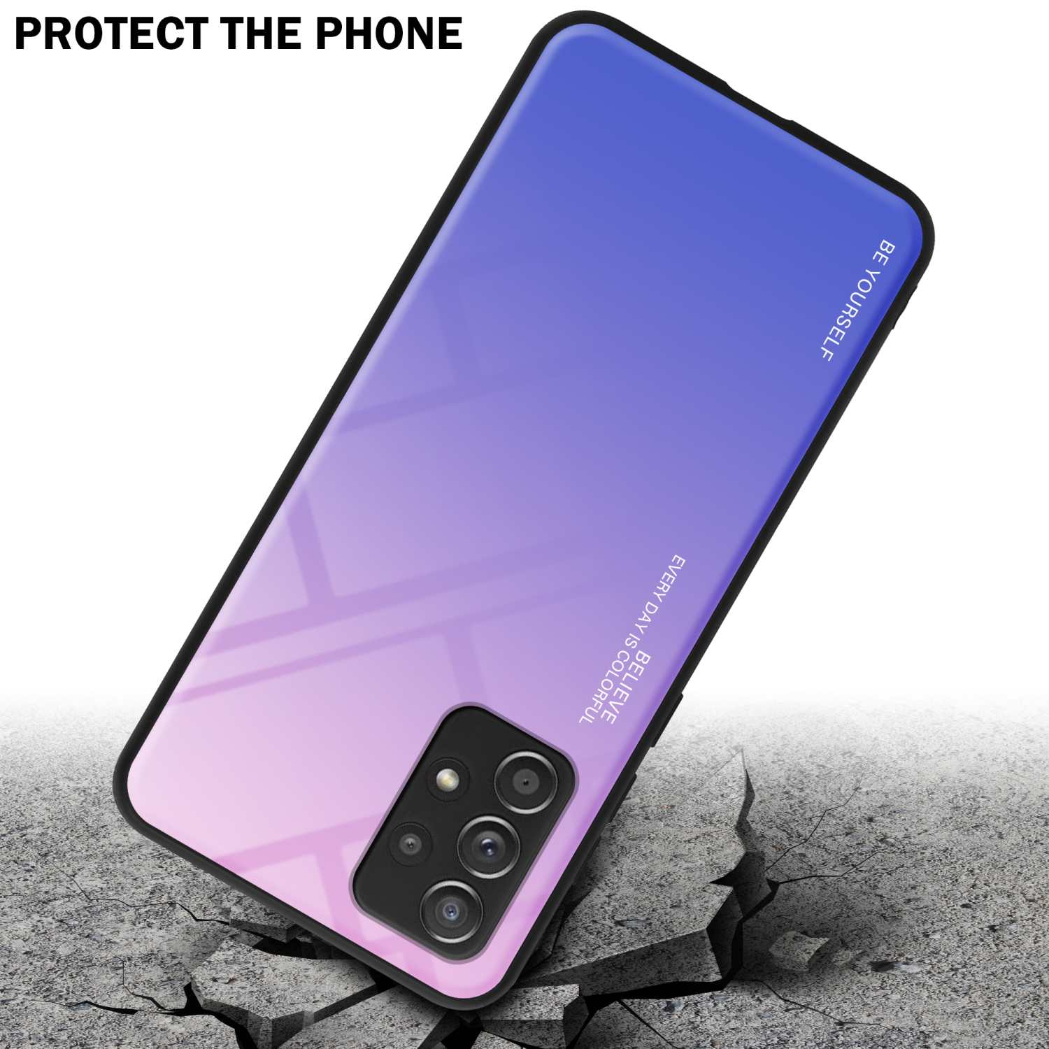 Custodia per telefono con telefono inserito ed effetto suolo. Proteggi il telefono.