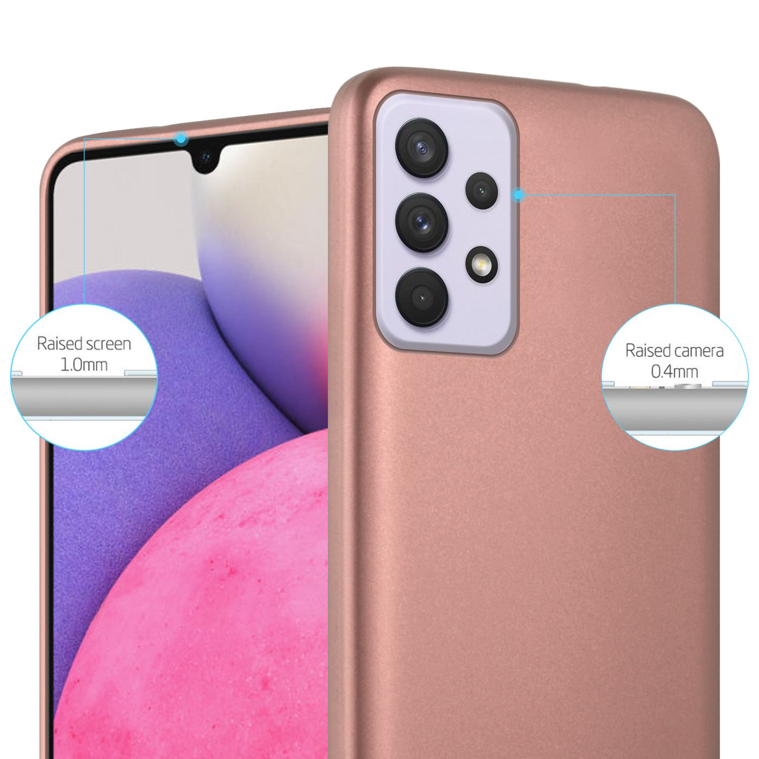 Samsung, Metallic 5G, Matt Galaxy A33 GOLD ROSÉ CADORABO Hülle, TPU METALLIC Backcover,