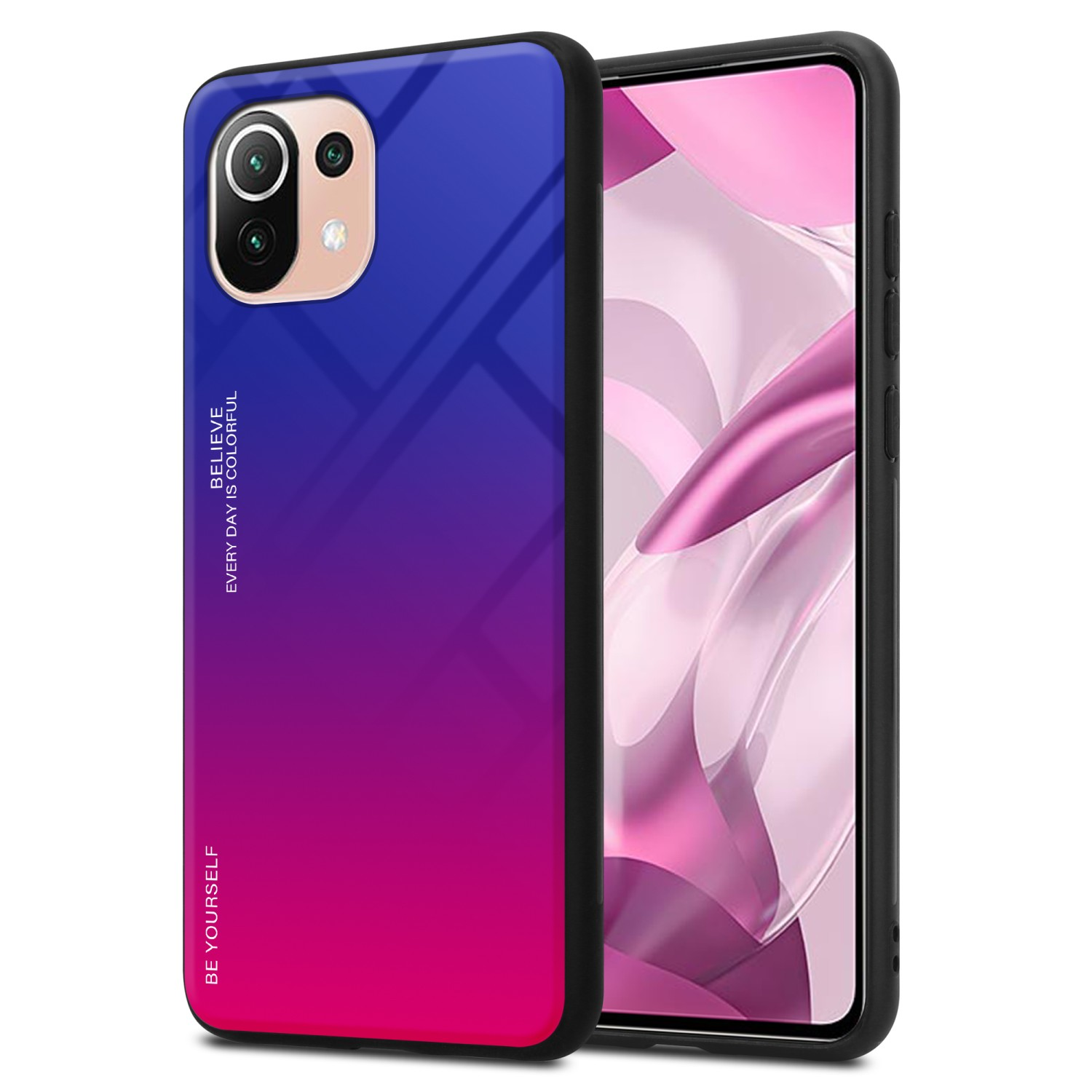 11 (4G 2 Mi LITE / Silikon Backcover, ROT LITE Glas, 11 TPU aus Xiaomi, LILA 5G) CADORABO / Hülle - Farben NE,