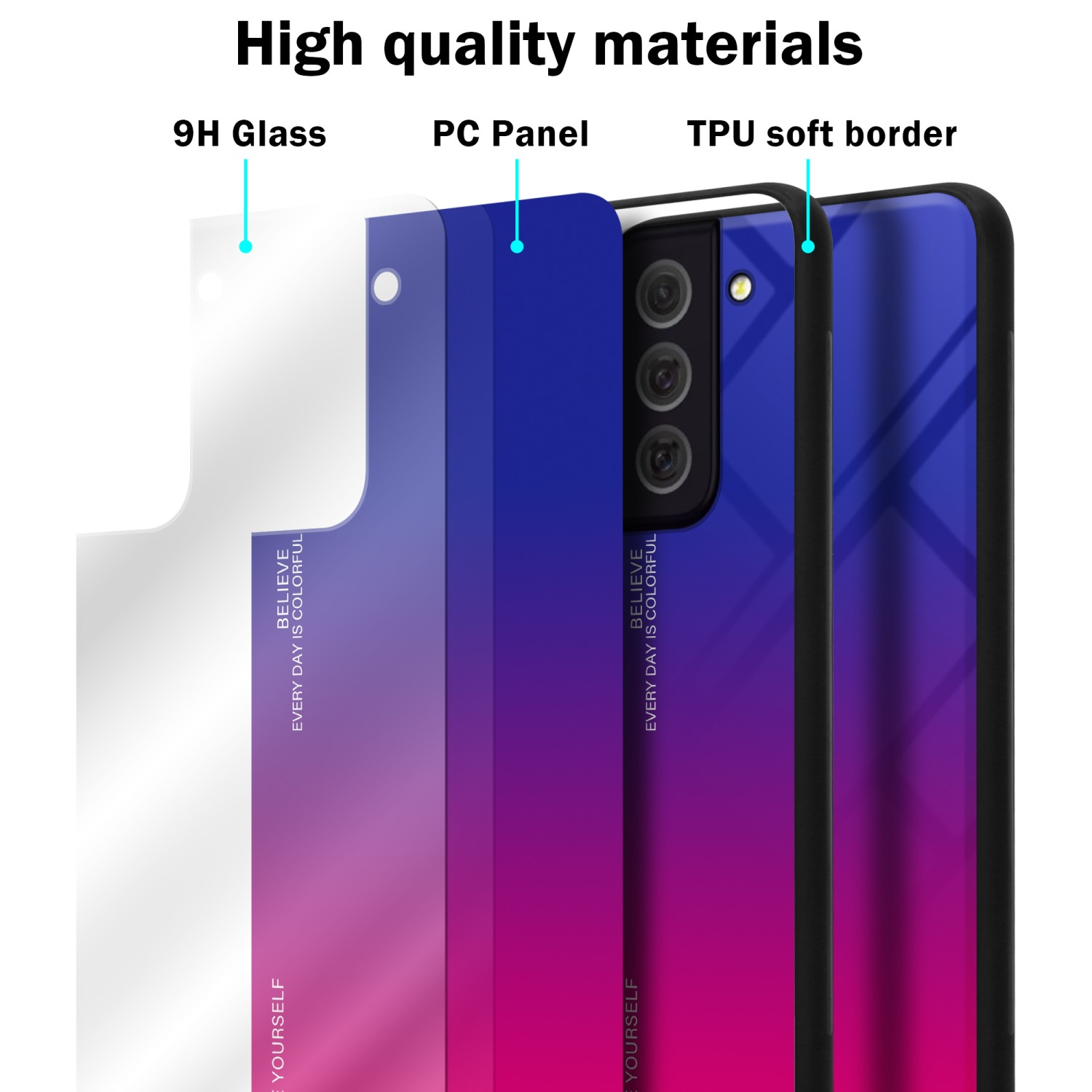 CADORABO Hülle aus TPU - Samsung, Farben Galaxy LILA Backcover, S22 PLUS, 2 Glas, Silikon ROT