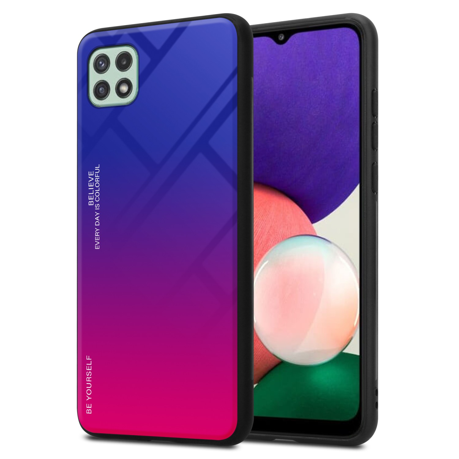 A22 Galaxy LILA Backcover, TPU Silikon 5G, CADORABO aus Samsung, Farben Hülle ROT Glas, - 2