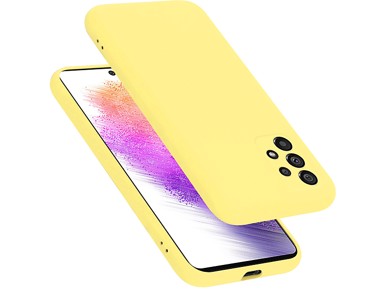 CADORABO Hülle Backcover, LIQUID Silicone Case Liquid im 5G, Galaxy GELB Style, Samsung, A73