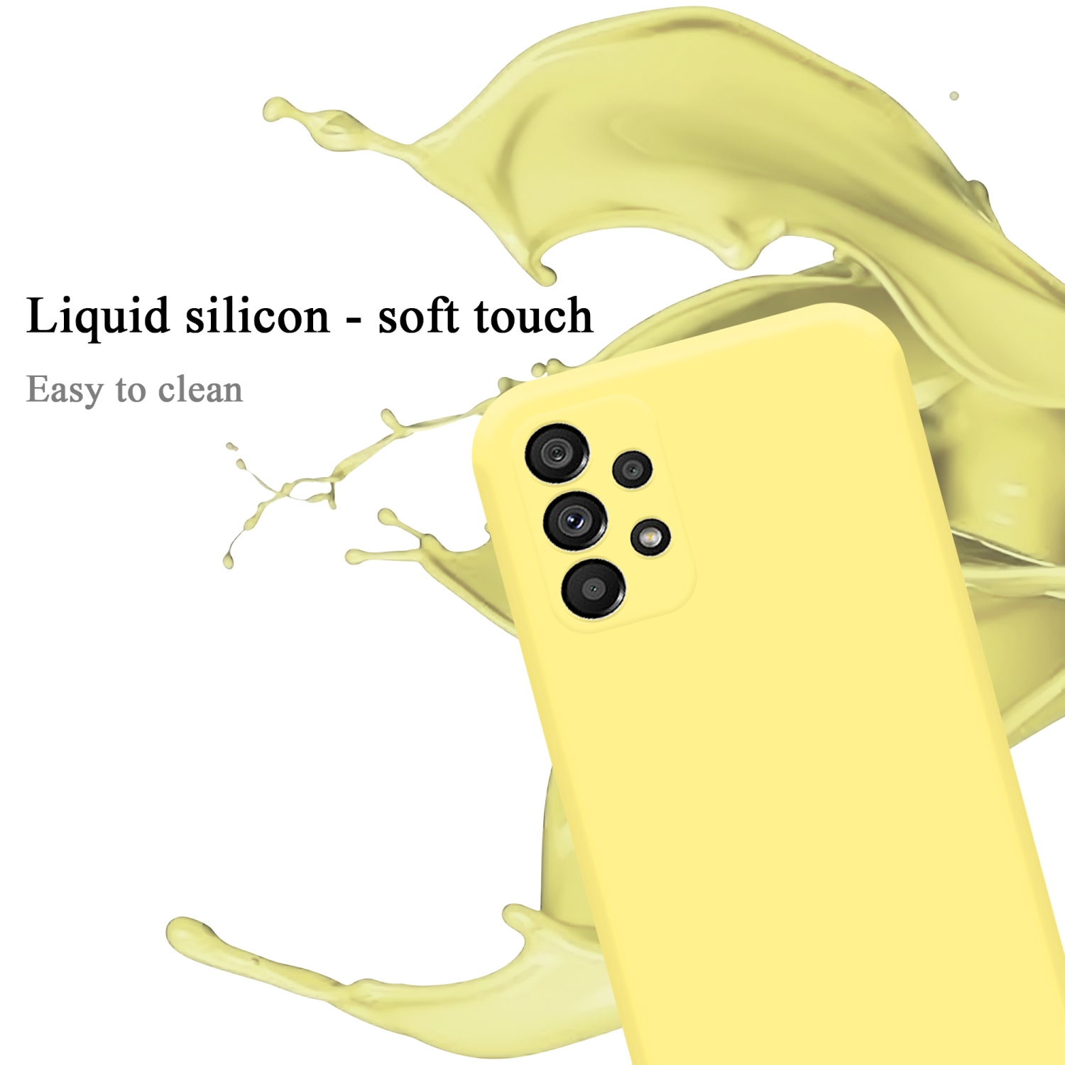 CADORABO Hülle Backcover, LIQUID Silicone Case Liquid im 5G, Galaxy GELB Style, Samsung, A73
