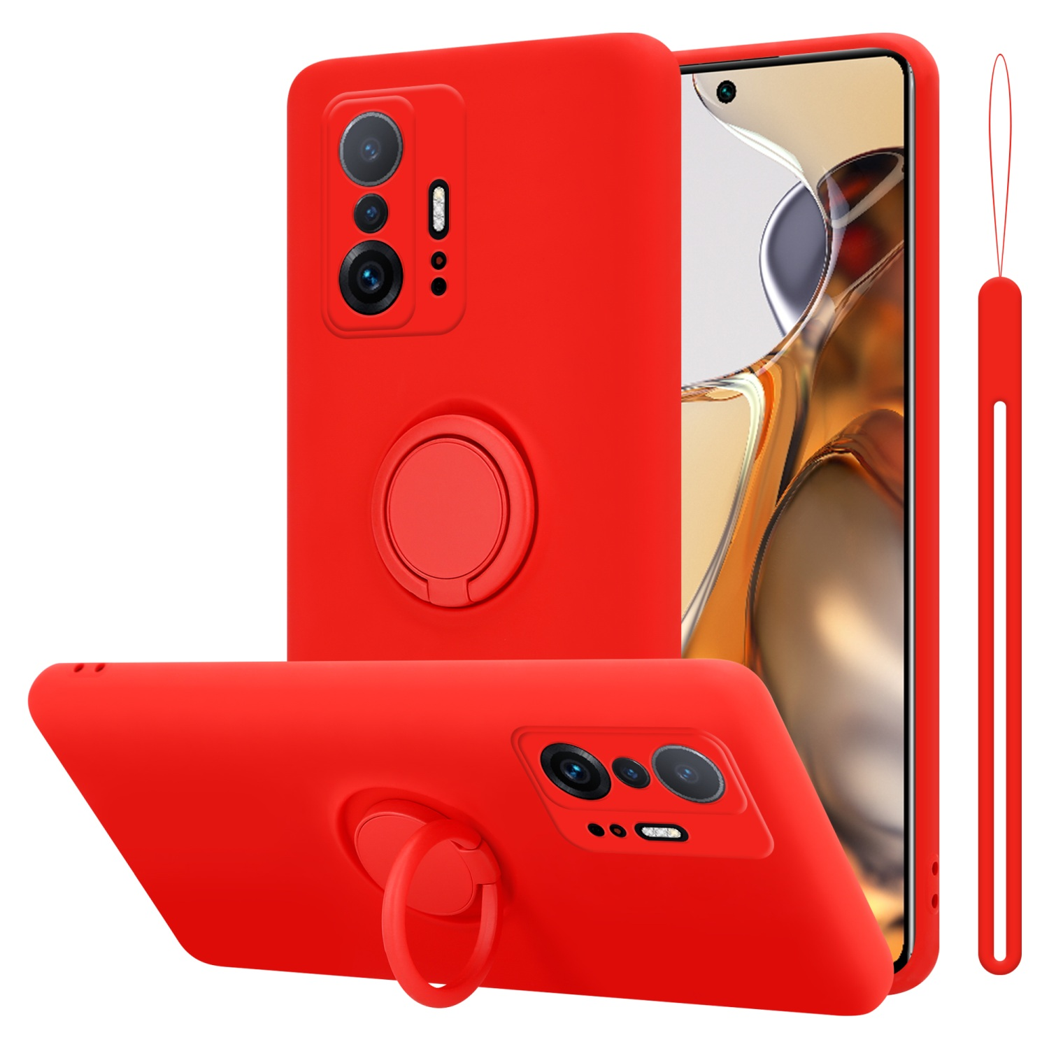 Case Liquid Silicone 11T im 11T LIQUID ROT CADORABO Xiaomi, / Hülle Ring PRO, Backcover, Style,
