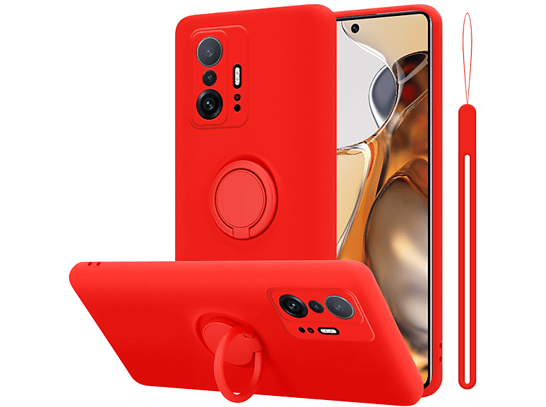 CADORABO Hülle im Liquid Ring Silicone Case Style, Backcover, Xiaomi, 11T / 11T PRO, LIQUID ROT