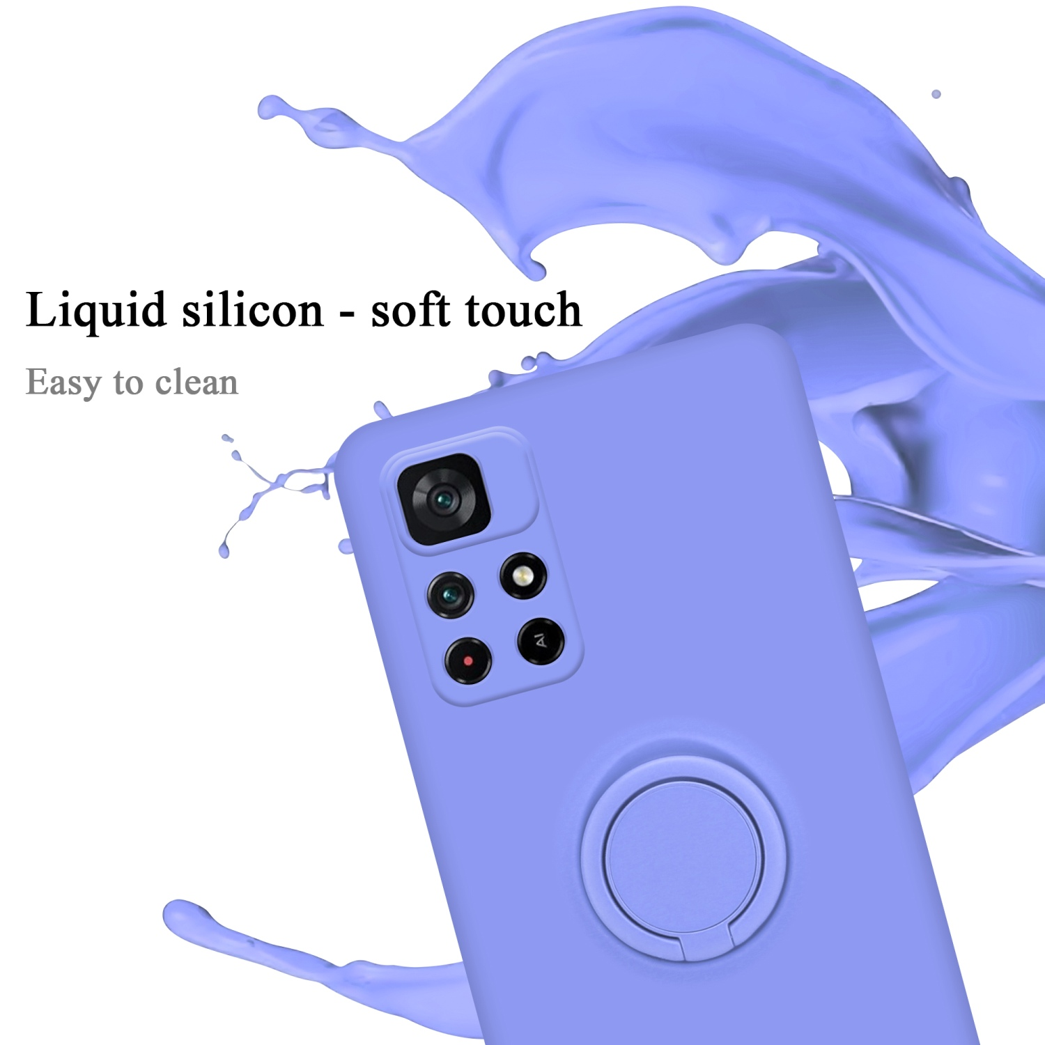 CADORABO Hülle im Liquid Silicone HELL 5G, Style, LILA M4 Backcover, Xiaomi, Case Ring POCO PRO LIQUID