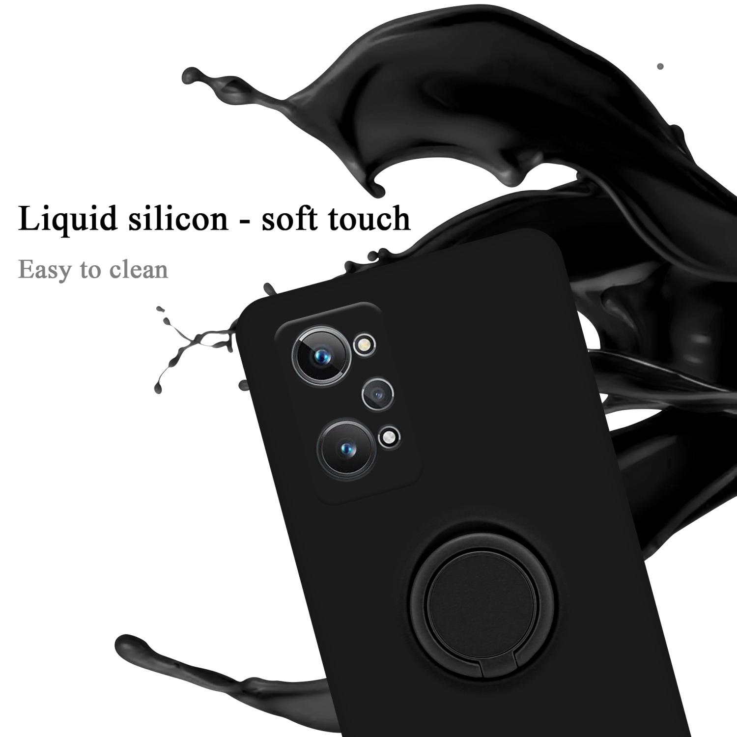 Liquid Realme, LIQUID Backcover, Silicone Case / GT Neo 2, SCHWARZ Ring CADORABO Hülle GT 2 Style, im