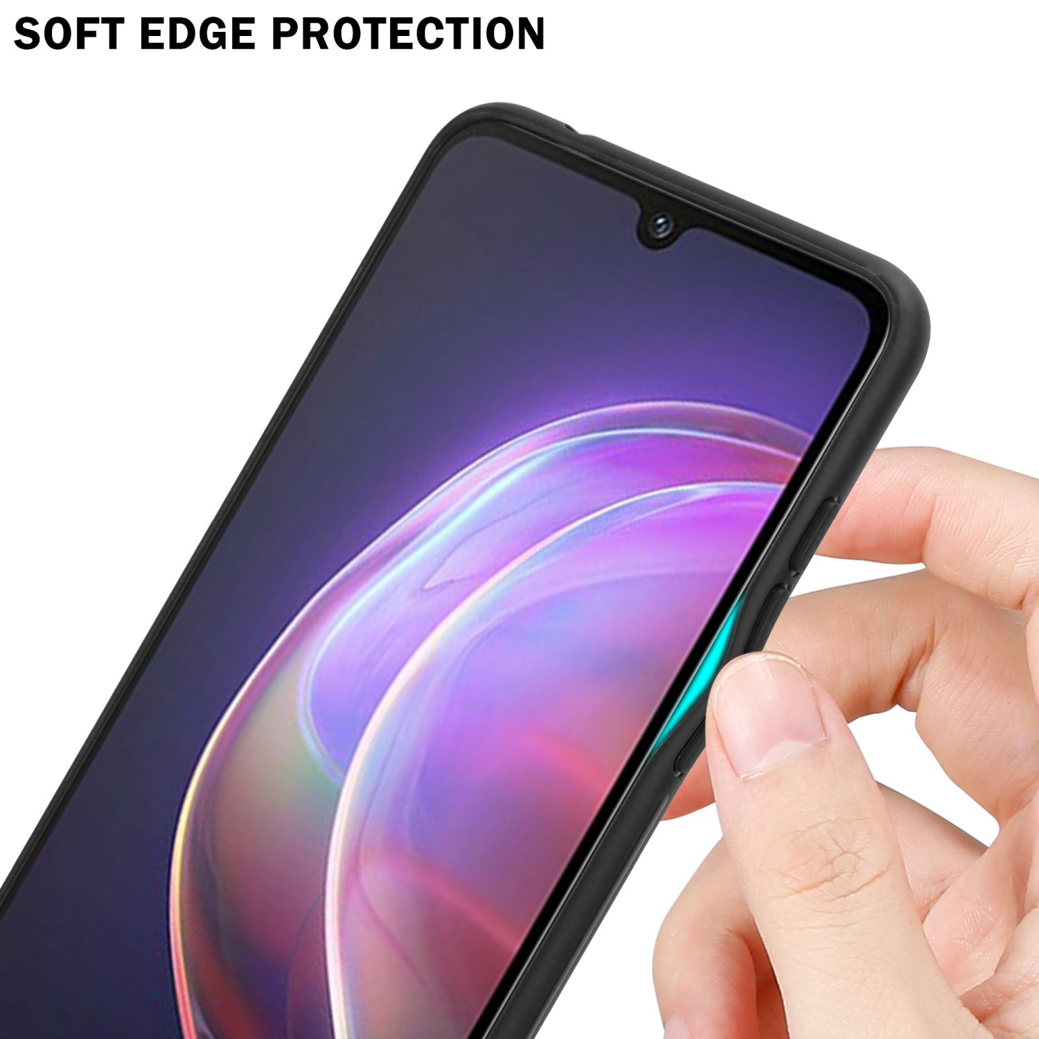 Glas, SCHWARZ 2 Farben - Vivo, 4G TPU V21 Hülle Backcover, 5G, / BLAU Silikon aus CADORABO