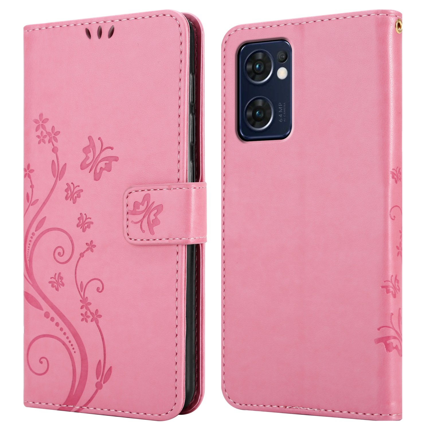 Custodia rosa chiusa, con design floreale.