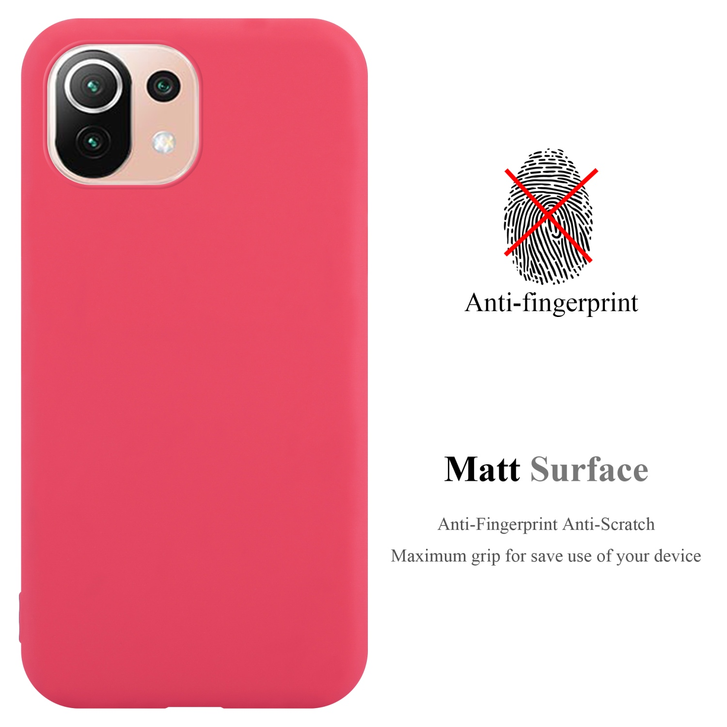 Rote Handyhülle. Handyhülle mit Telefon. Die Handyhülle ist fingerabdrucksicher und matt.