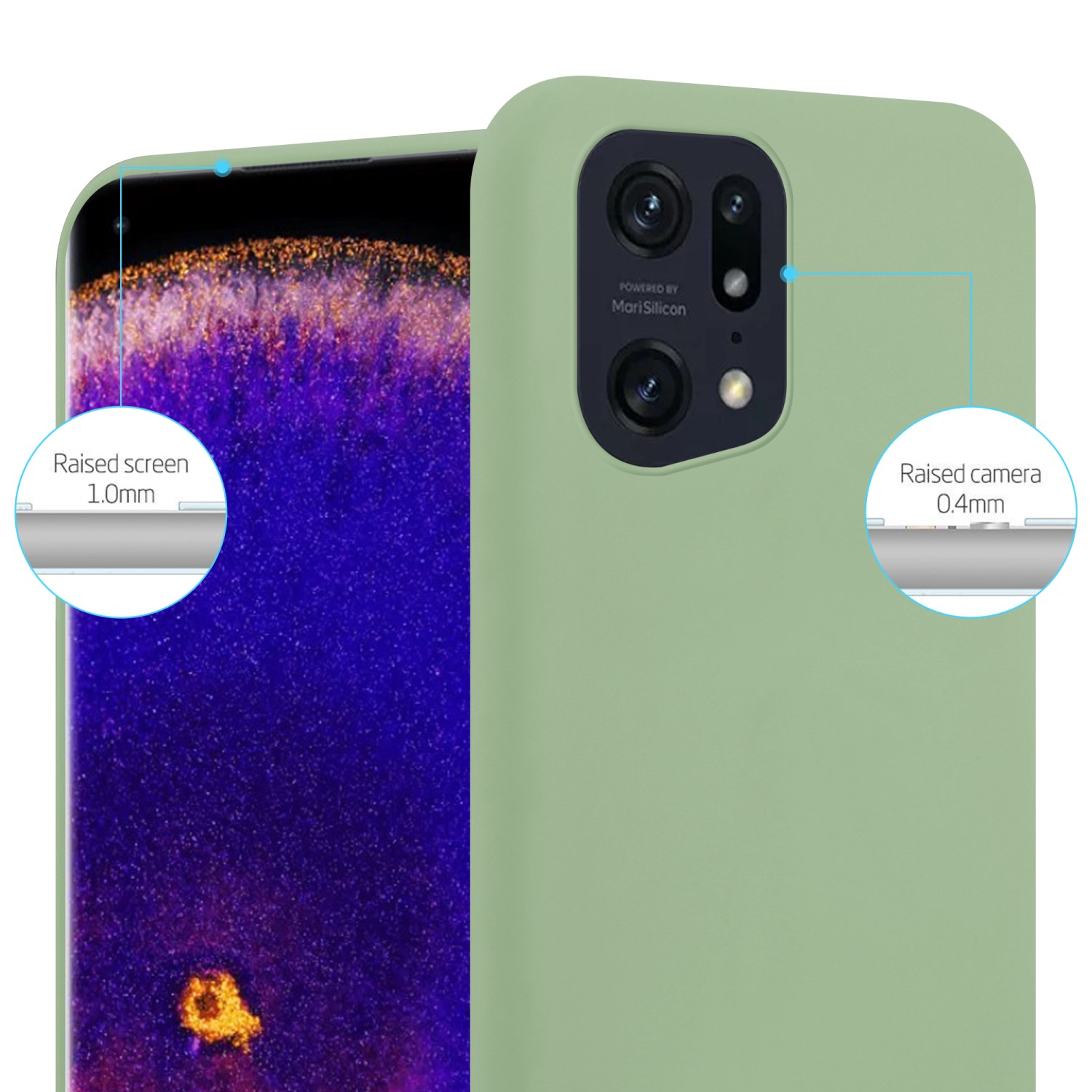 CADORABO Hülle im TPU Candy Oppo, FIND PASTELL Backcover, GRÜN PRO, X5 CANDY Style