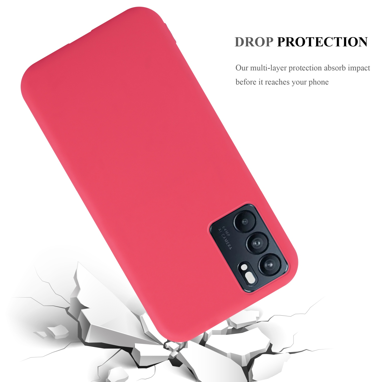 Oppo, CADORABO Candy CANDY ROT 5G, Hülle Reno6 TPU Backcover, im Style,