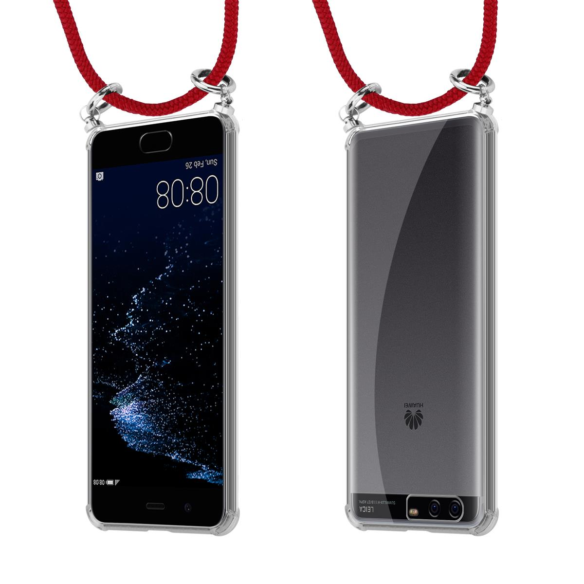 CADORABO TPU Handy Kette SILBER, Backcover, Huawei, P10 PLUS, RUBIN ROT