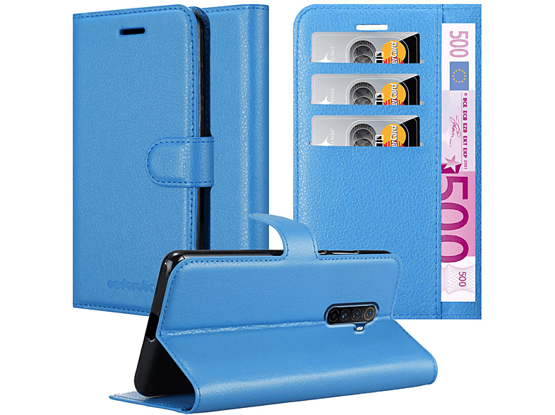 Standfunktion, Reno PRO Oppo Ace, Book BLAU Bookcover, PASTELL / Hülle CADORABO Realme, X2