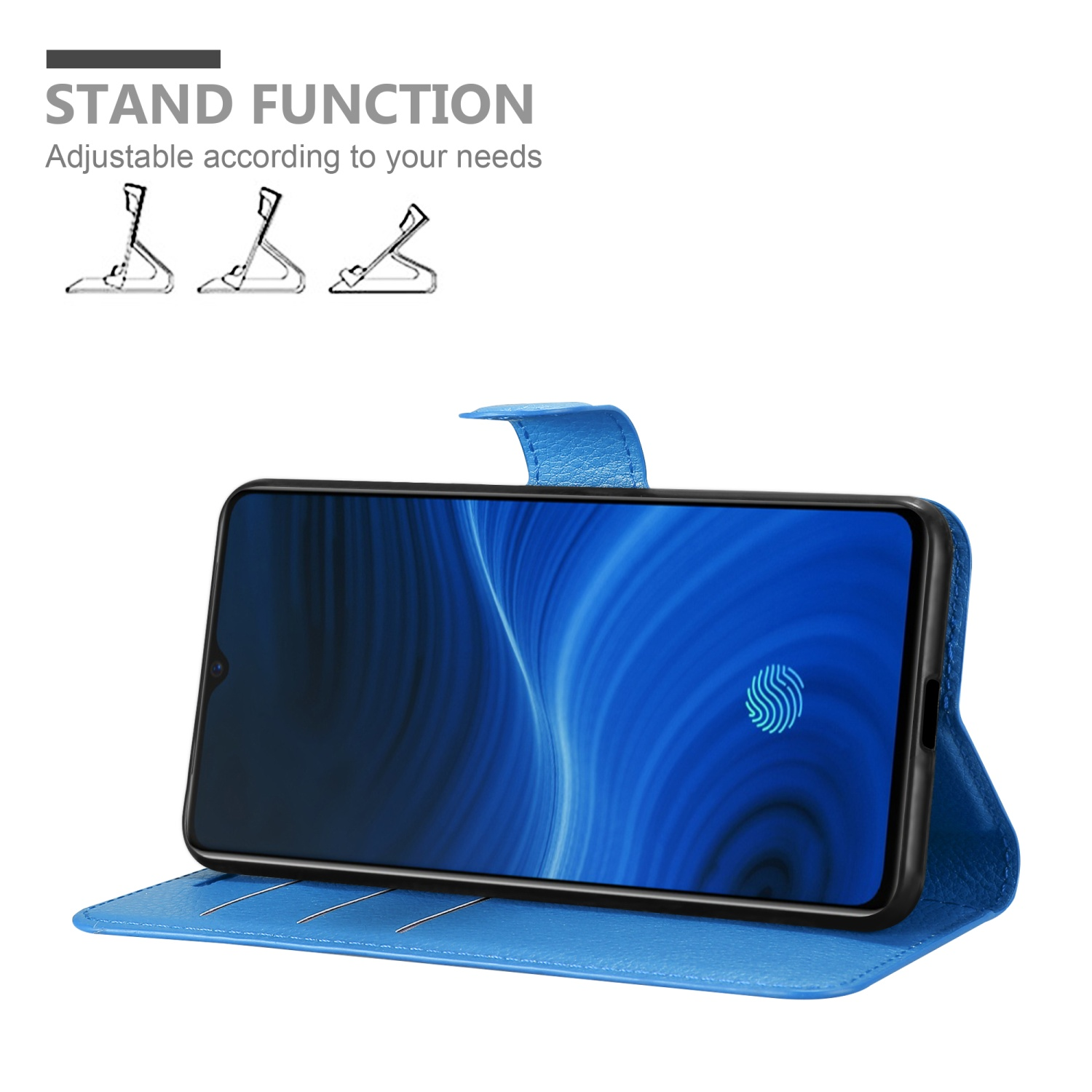 Standfunktion, Reno PRO Oppo Ace, Book BLAU Bookcover, PASTELL / Hülle CADORABO Realme, X2