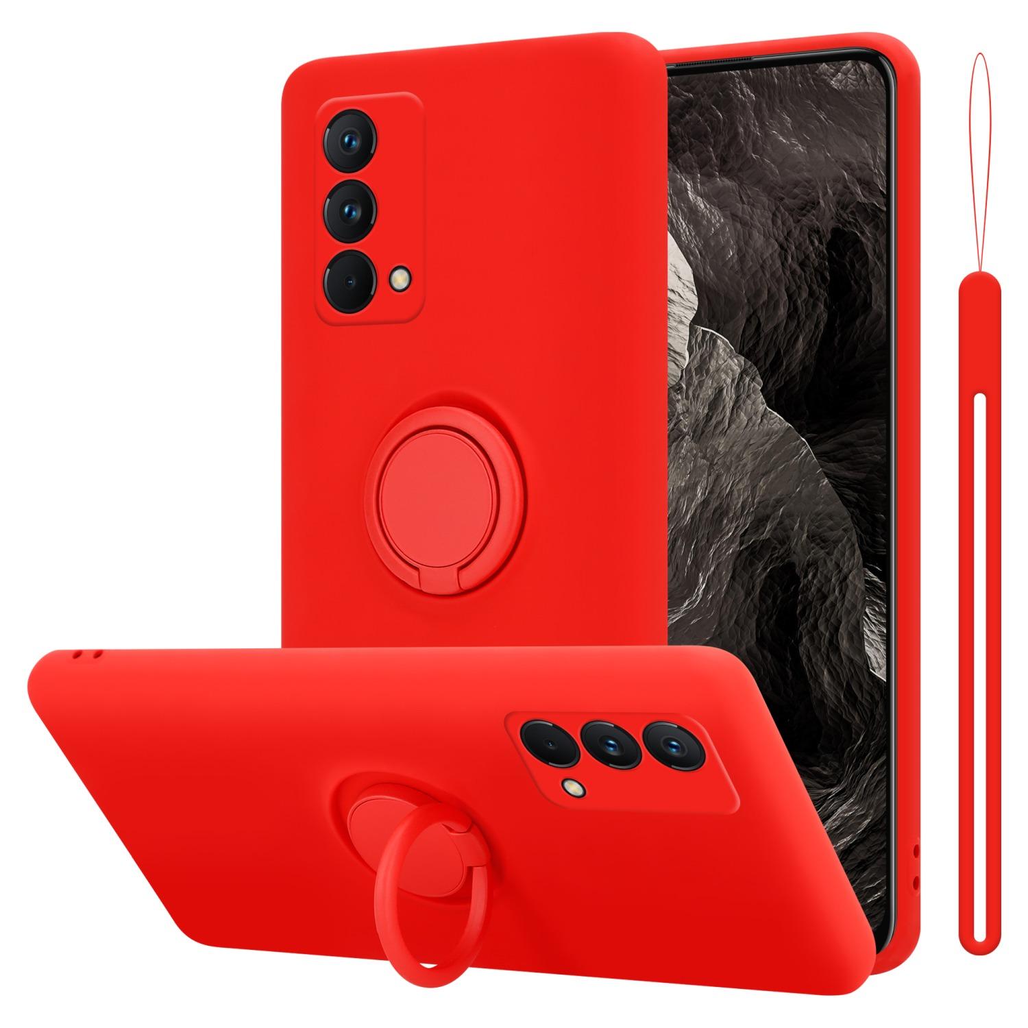 GT Backcover, Realme, Style, Liquid CADORABO Silicone Ring Hülle LIQUID Master, Case ROT im