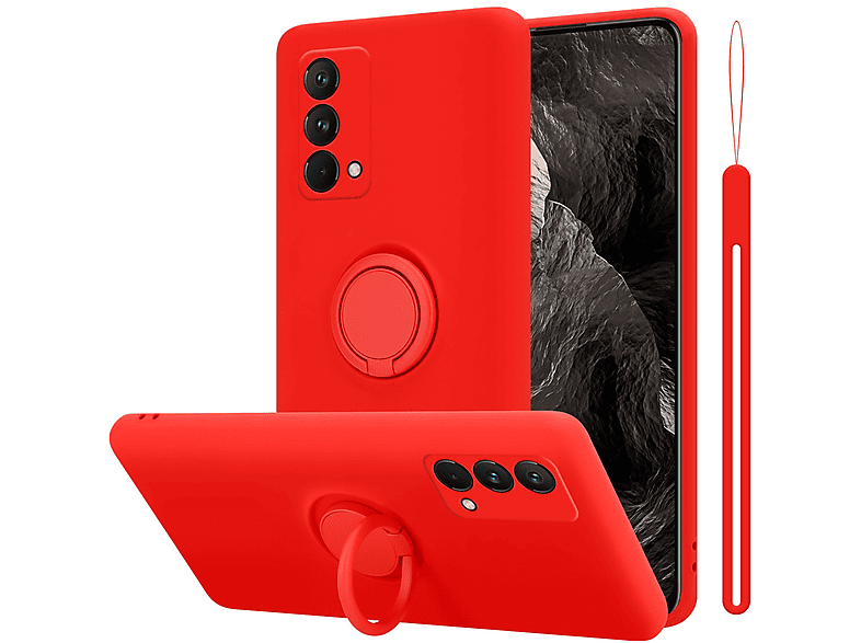 CADORABO Hülle im Liquid Ring GT ROT Style, Master, Case Realme, Backcover, LIQUID Silicone