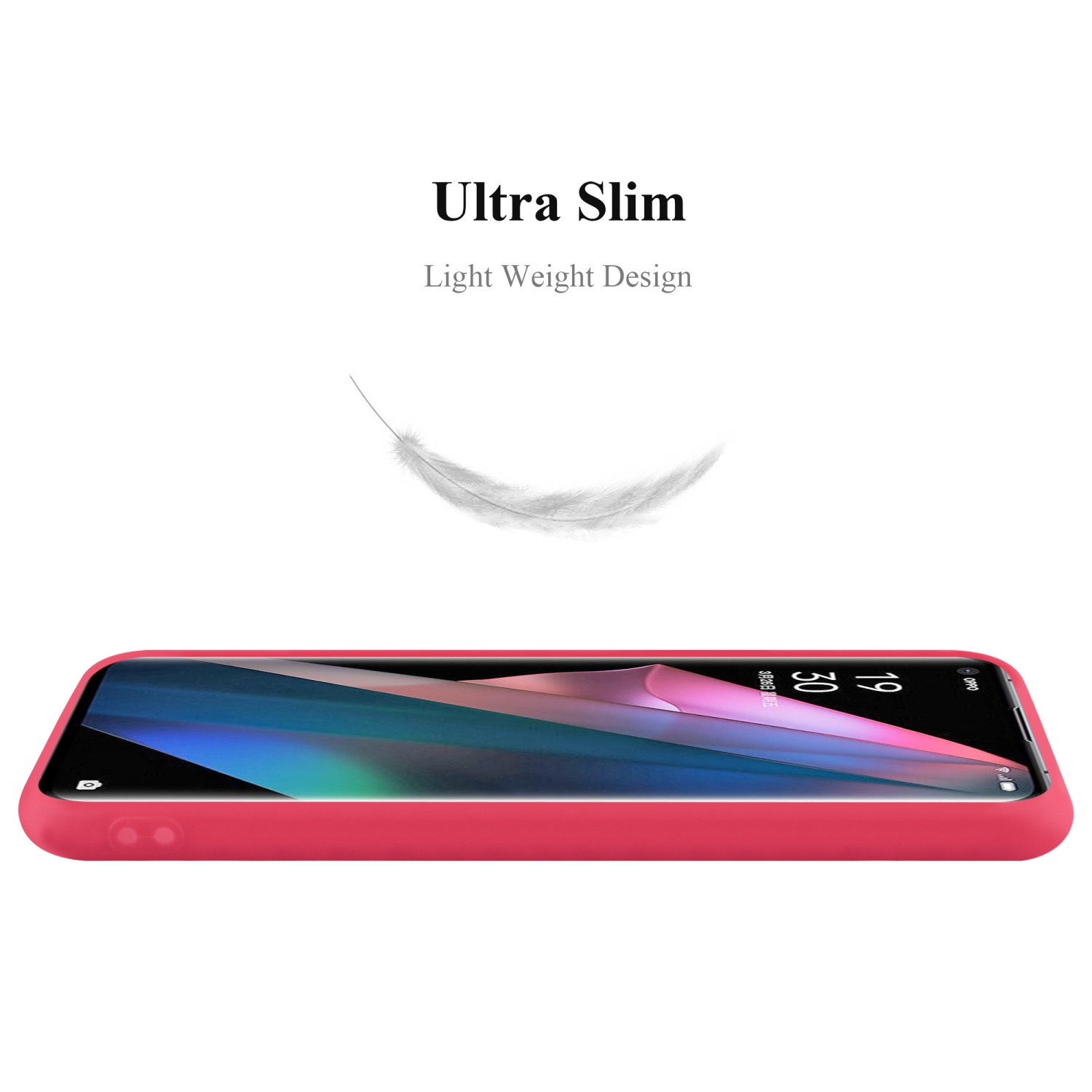 Custodia per telefono rossa di lato con un design leggero.