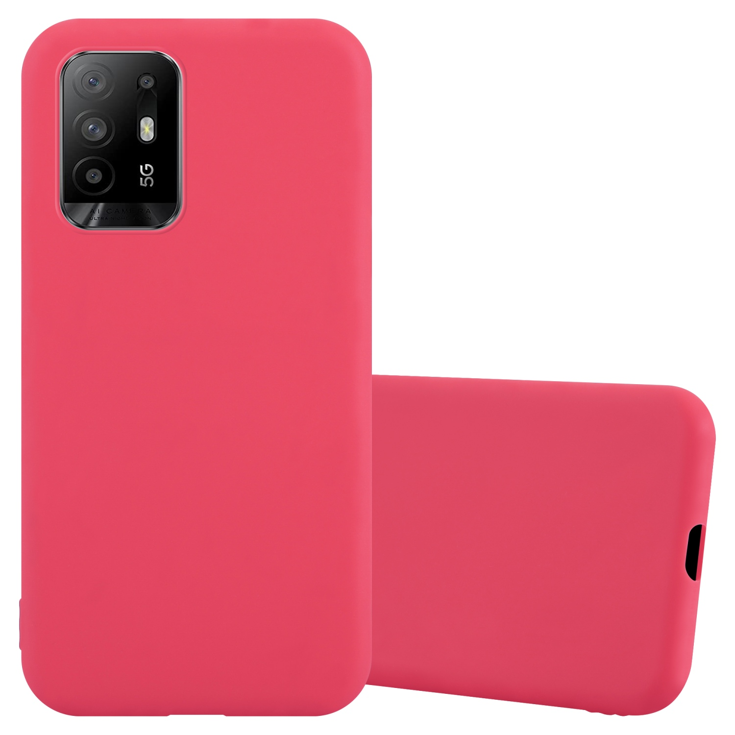 Zwei pinke Handyhüllen. Beide sind glatt und haben einen Kameraausschnitt und ein Logo.