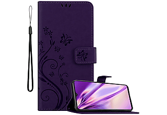 CADORABO Blumen Buch Hülle, Bookcover, Realme, X2 PRO / Oppo Reno Ace, FLORAL DUNKEL LILA