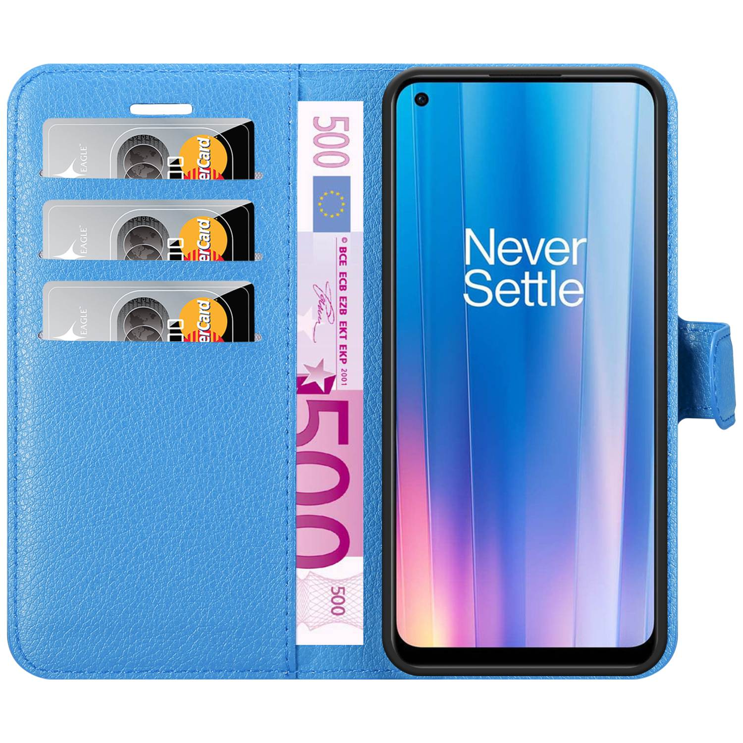 5G, CADORABO Standfunktion, Book Hülle Nord 2 BLAU Bookcover, CE OnePlus, PASTELL