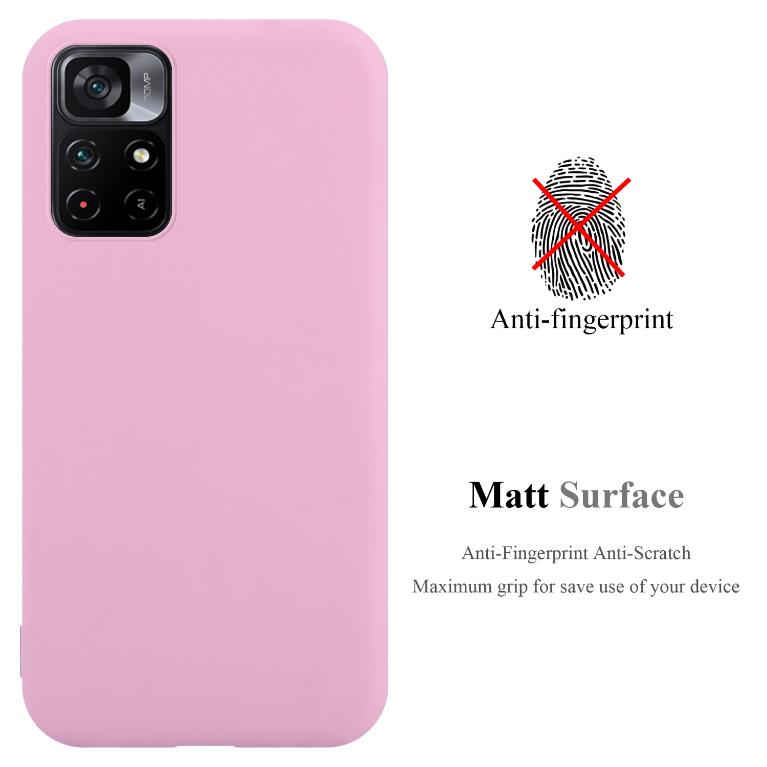 Custodia rosa, anti-impronte e antigraffio, con superficie opaca.