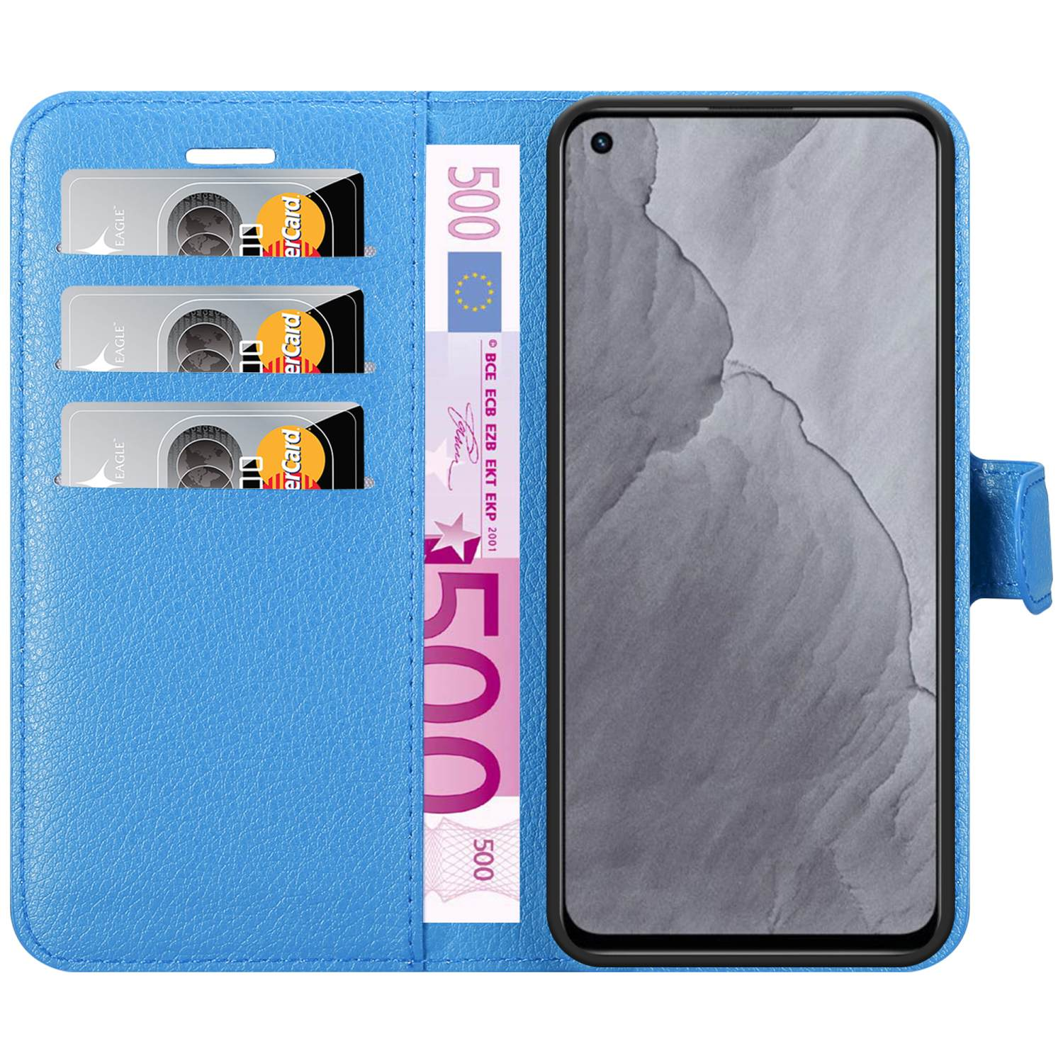 Realme, BLAU Standfunktion, CADORABO PASTELL Master, Book GT Hülle Bookcover,