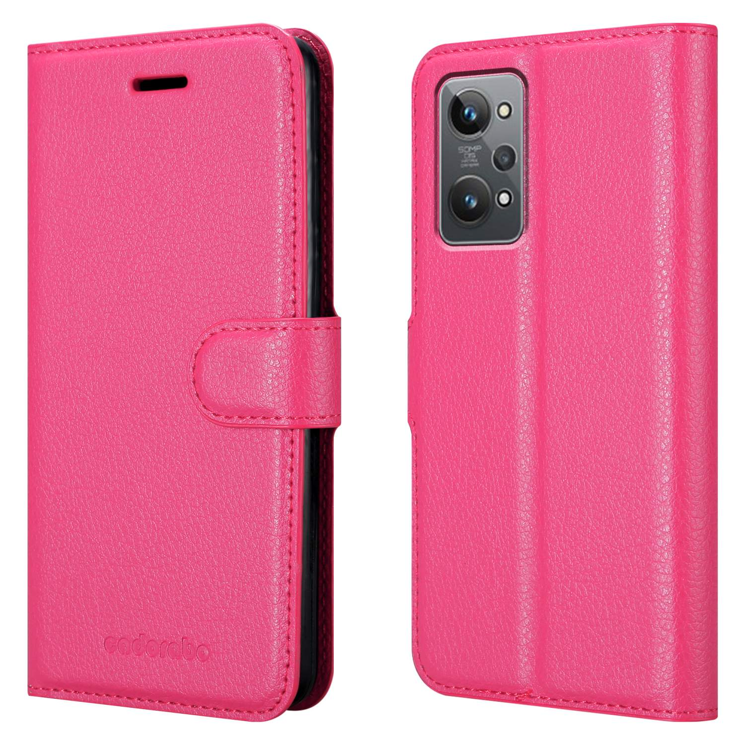 Una custodia per telefono in pelle marrone, parzialmente aperta, che mostra lo schermo.