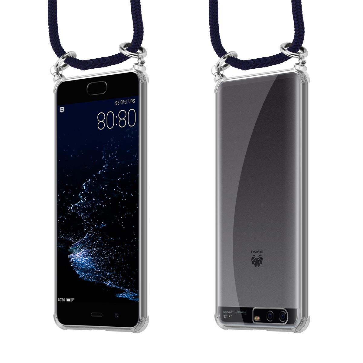 CADORABO TPU Handy Kette SILBER, Backcover, Huawei, P10 PLUS, TIEF BLAU