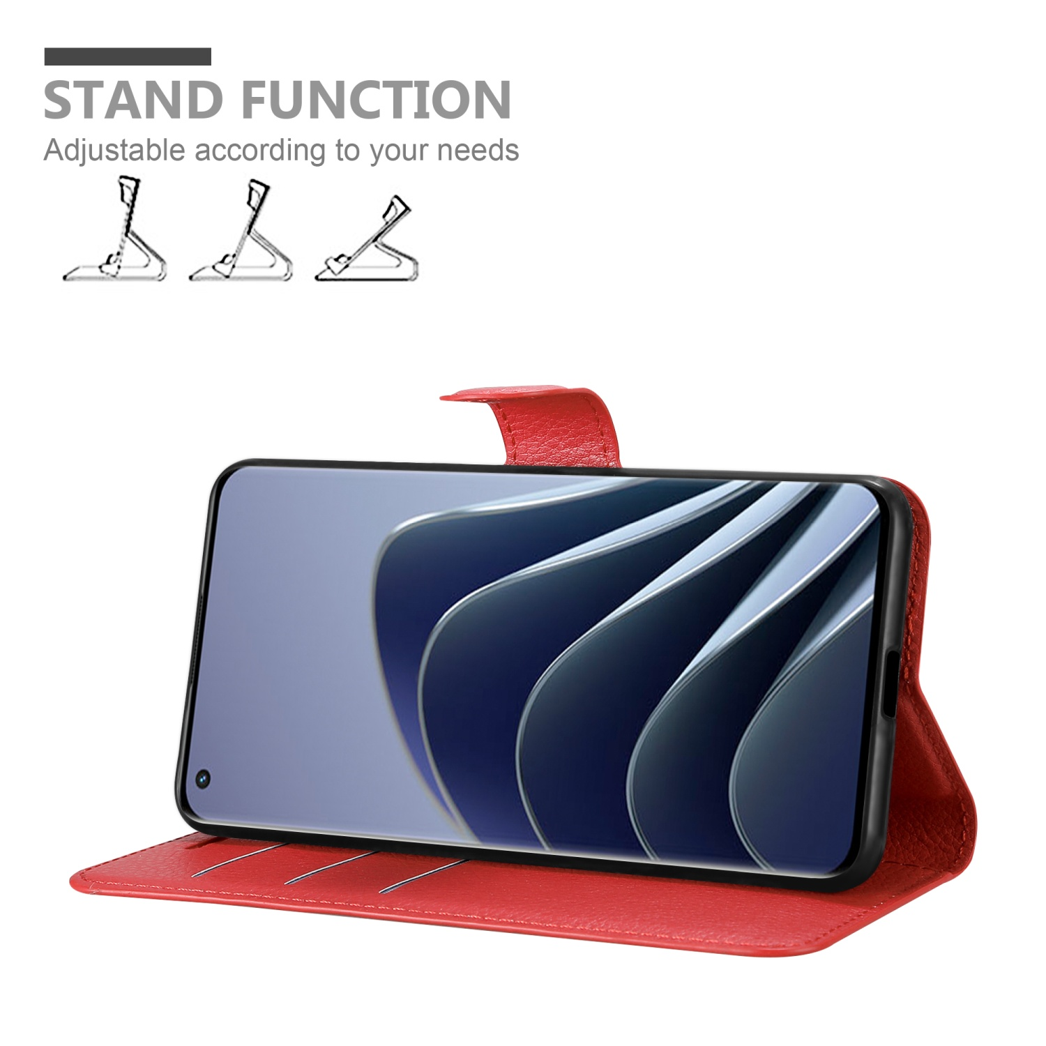 CADORABO Book Hülle Standfunktion, KARMIN 10 5G, ROT OnePlus, PRO Bookcover