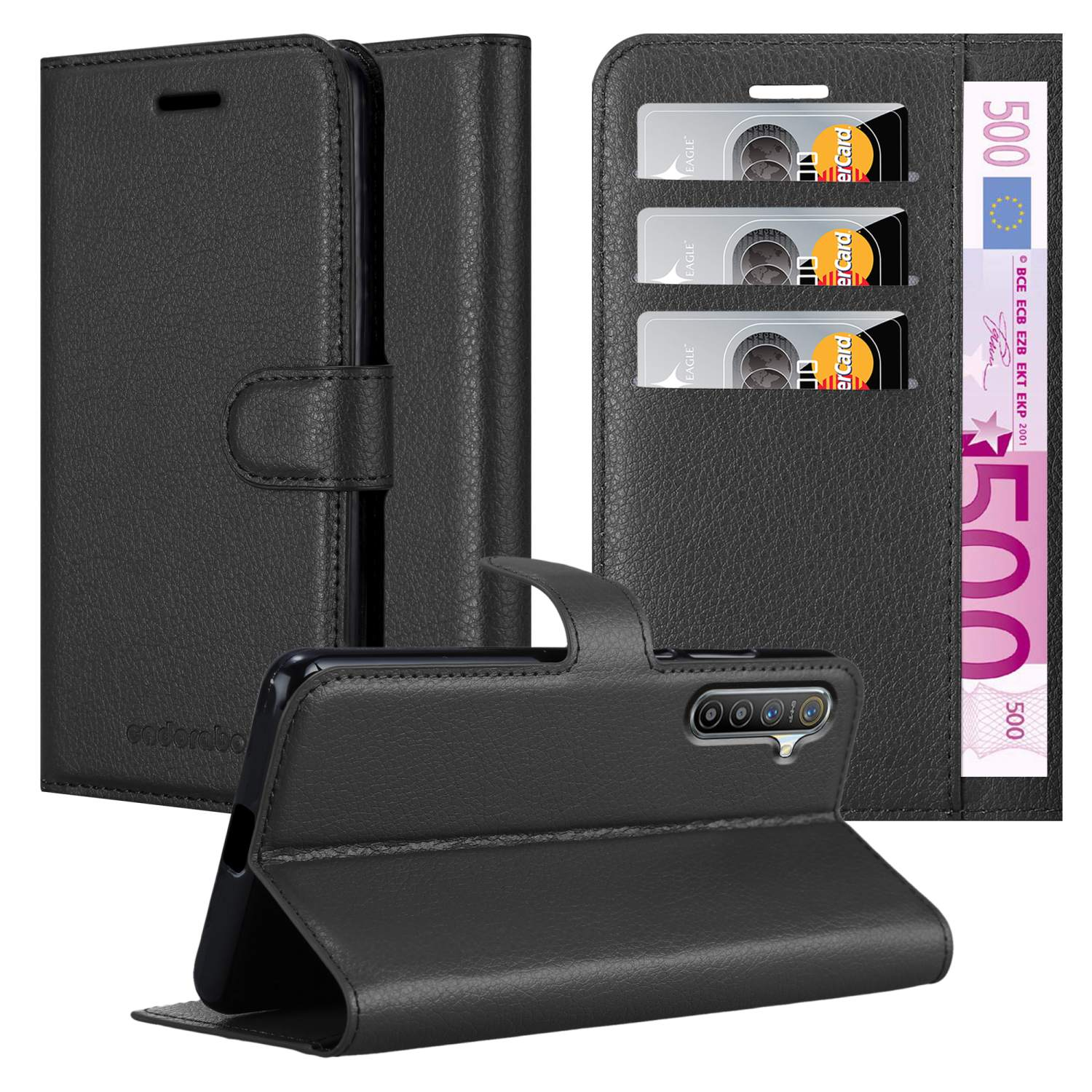 Standfunktion, XT X2 Book K5, SCHWARZ Realme, Hülle Bookcover, CADORABO / / Oppo PHANTOM