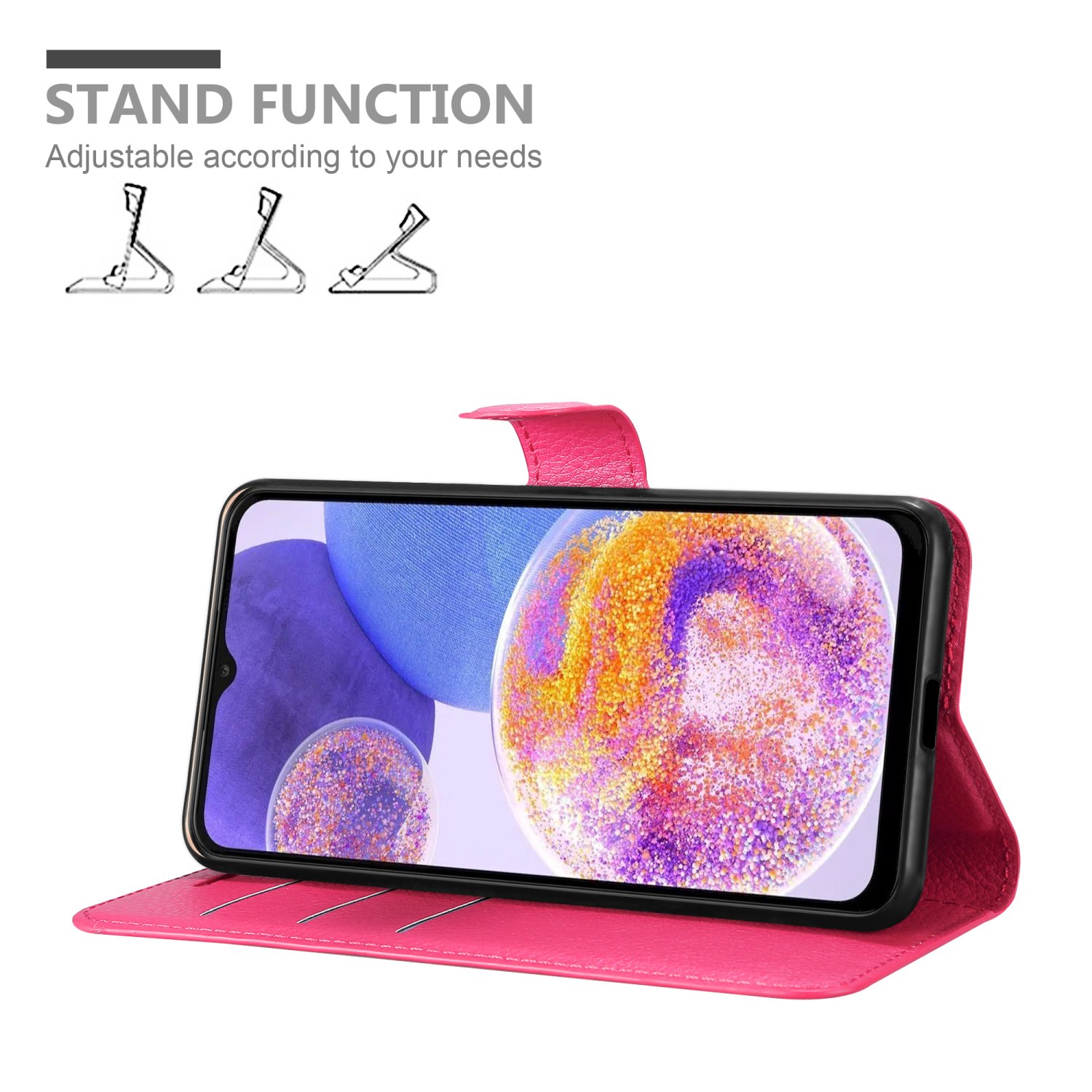 A23 PINK Standfunktion, CADORABO 4G, CHERRY Bookcover, Book Hülle Galaxy Samsung,