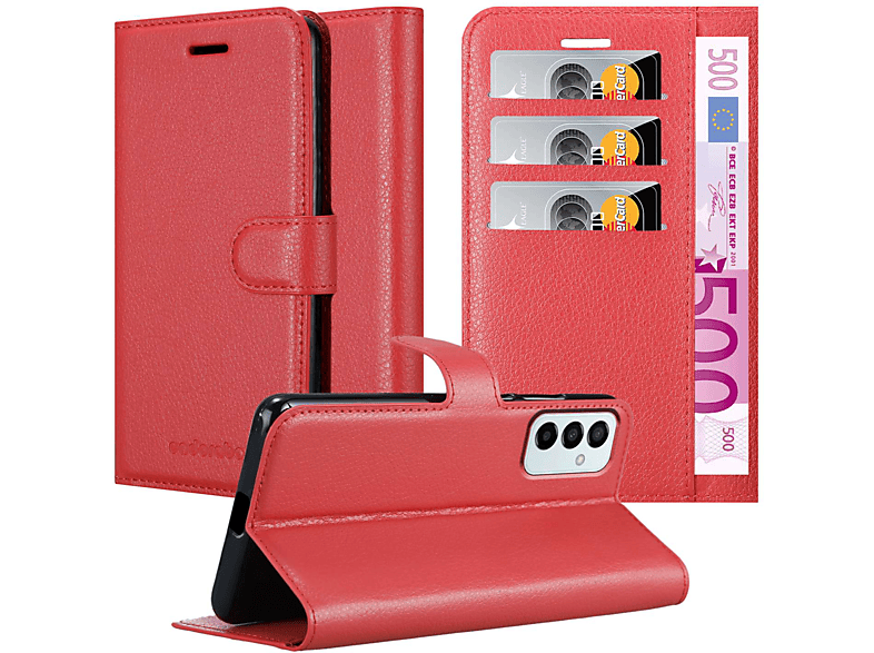 CADORABO Book Hülle Standfunktion, Bookcover, Samsung, Galaxy M23 5G, KARMIN ROT
