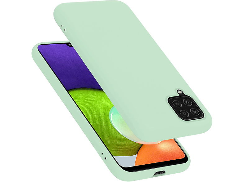 CADORABO Hülle im Liquid Silicone Case Style, Backcover, Samsung, Galaxy A22 4G / M22 / M32 4G, LIQUID HELL GRÜN