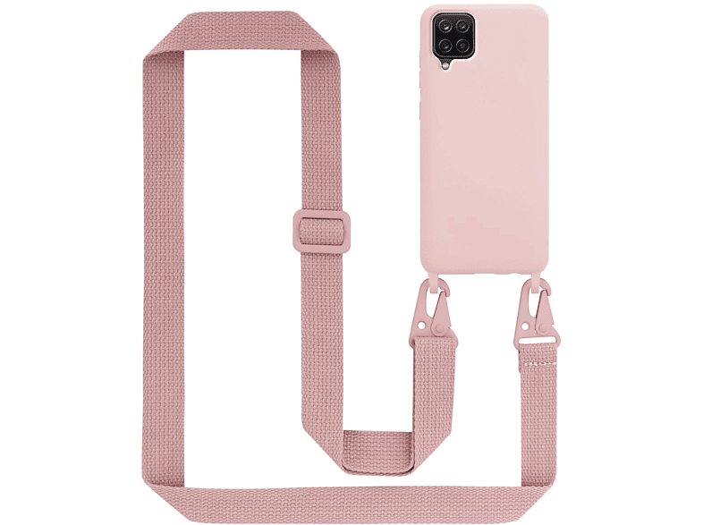 Kette Backcover, Schutzhülle CADORABO mit Band, Kordel Samsung, PINK M12, längen Silikon A12 / verstellbaren Handy Galaxy LIQUID