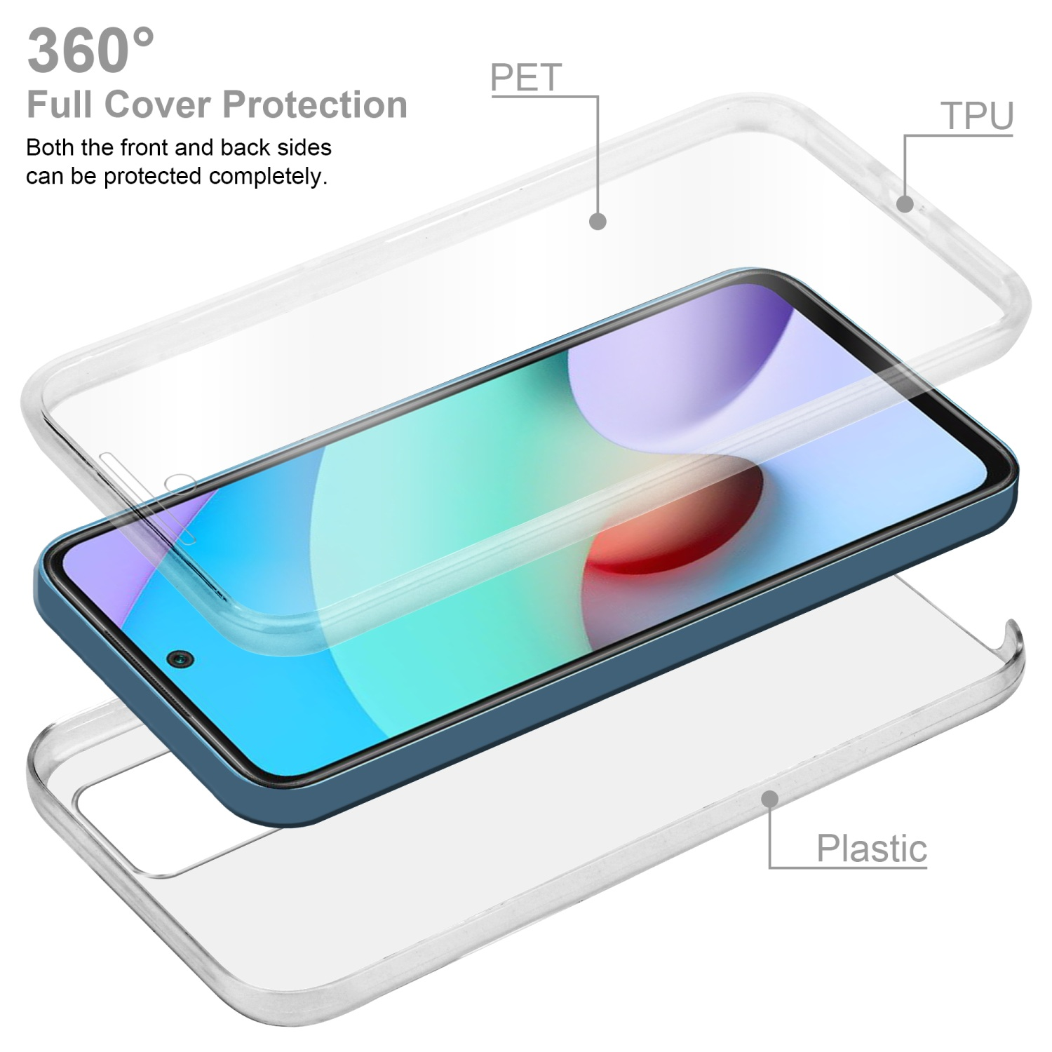 CADORABO TPU RedMi Hülle, TRANSPARENT Xiaomi, 10, 360 Grad Case Backcover