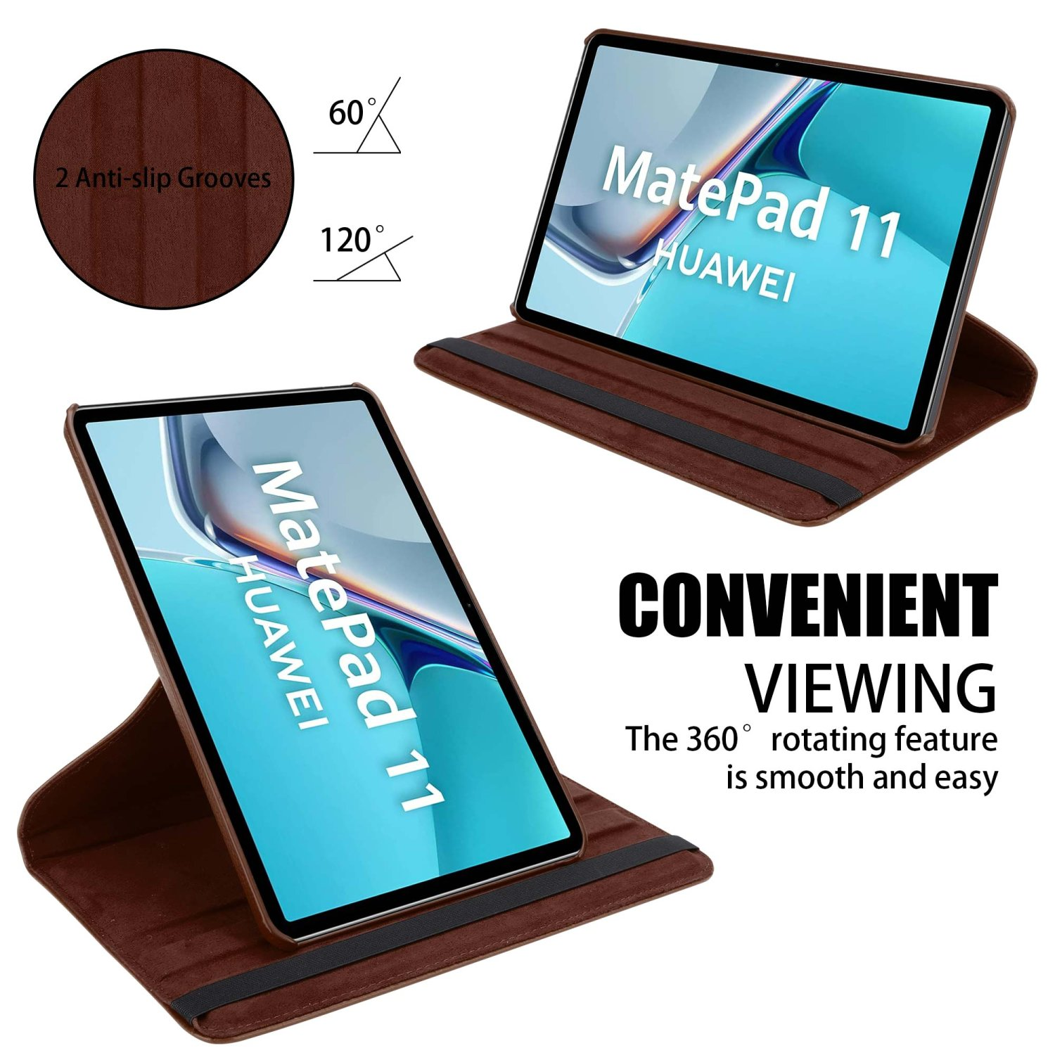 CADORABO Tablet Hülle Bookcover BRAUN Tablethülle PILZ Style für Huawei Book Kunstleder, im