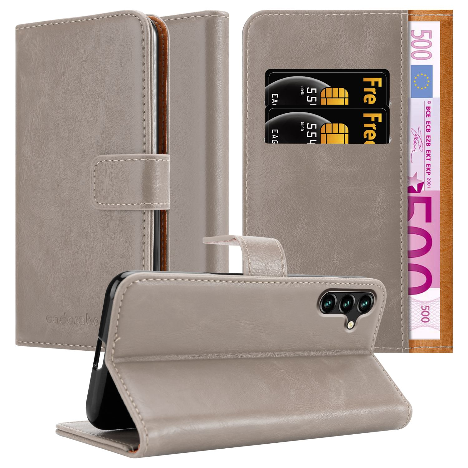 CADORABO Bookcover, Hülle CAPPUCCINO Style, Galaxy Samsung, A13 5G, Book BRAUN Luxury