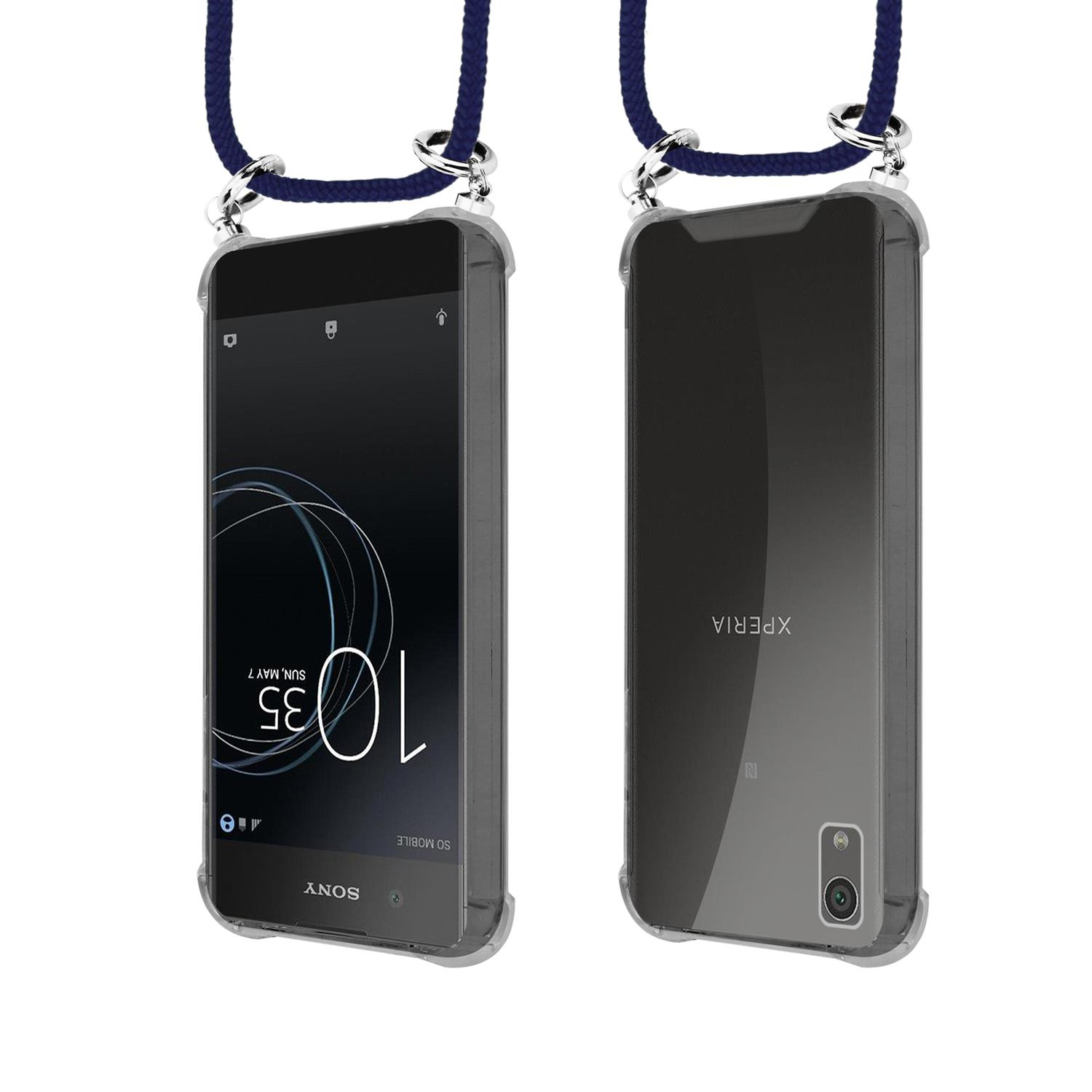 CADORABO TPU Handy Kette SILBER, Backcover, Sony, Xperia XA1 PLUS, TIEF BLAU