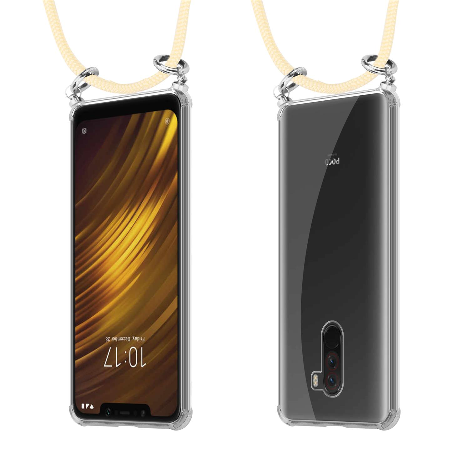 Zwei Telefone mit Hüllen und angebrachten Lanyards. Eins zeigt den Bildschirm, das andere die Rückseite.