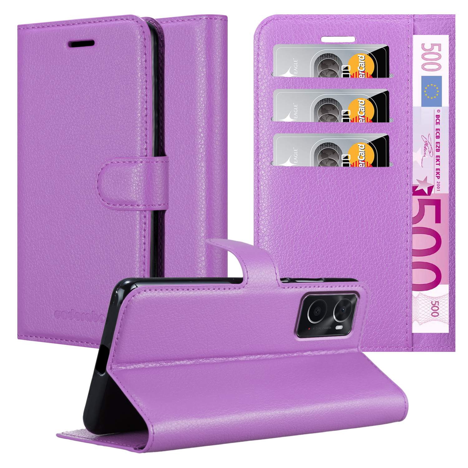 CADORABO Book A36 A76 A96 / Realme K10 / 4G MANGAN Oppo, / Bookcover, / 9i, 4G Standfunktion, VIOLETT Hülle
