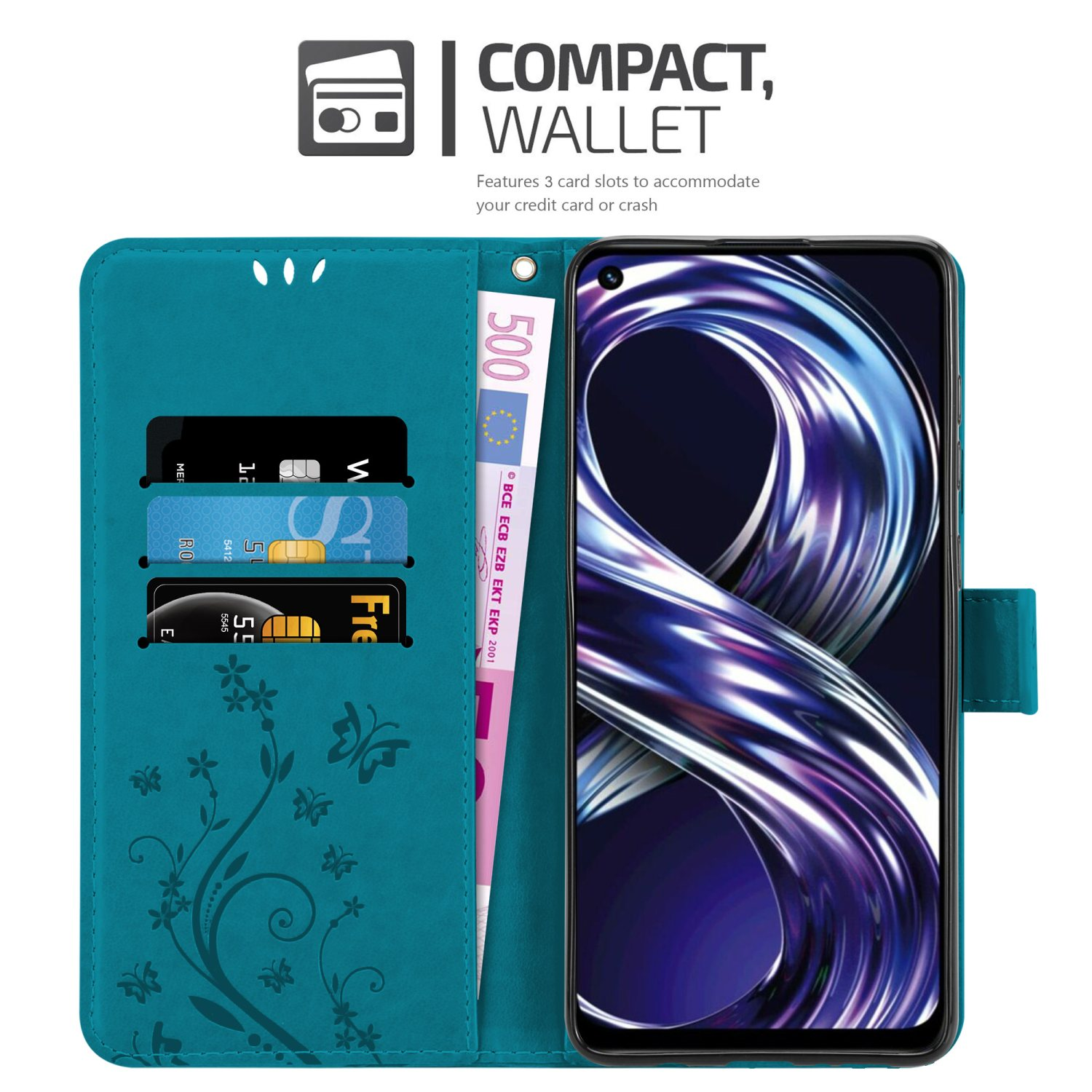 BLAU 4G, Narzo Realme, 8i Bookcover, Flower CADORABO FLORAL 50 Case, Blumen Hülle Muster /