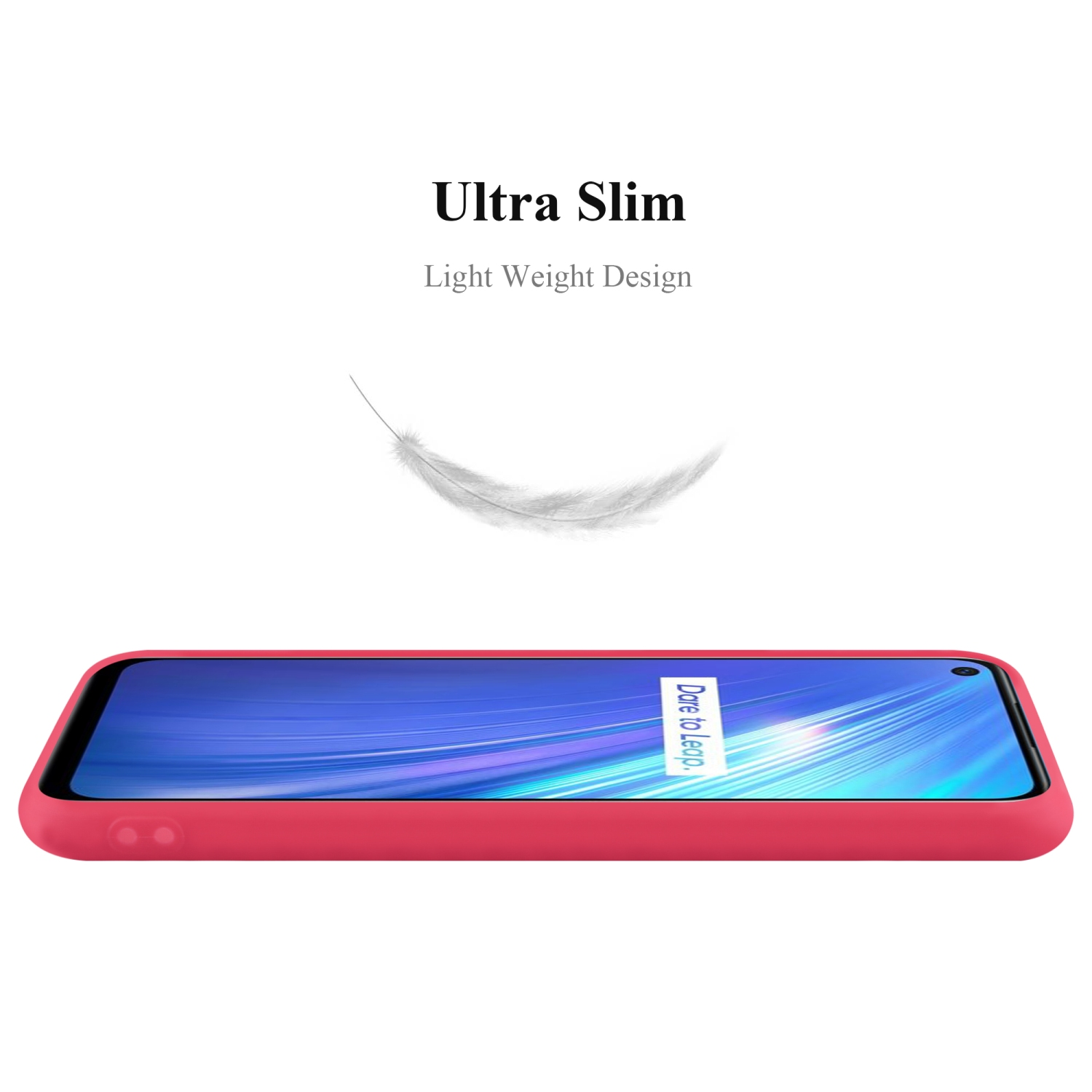 Rote Handyhülle. Text sagt 'Ultra Slim'. Weißer Hintergrund.
