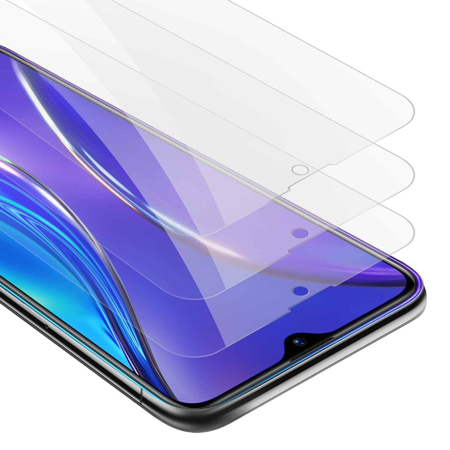 CADORABO 3x Glas Schutzglas Realme X2 Tempered / XT K5) / Schutzfolie(für Oppo