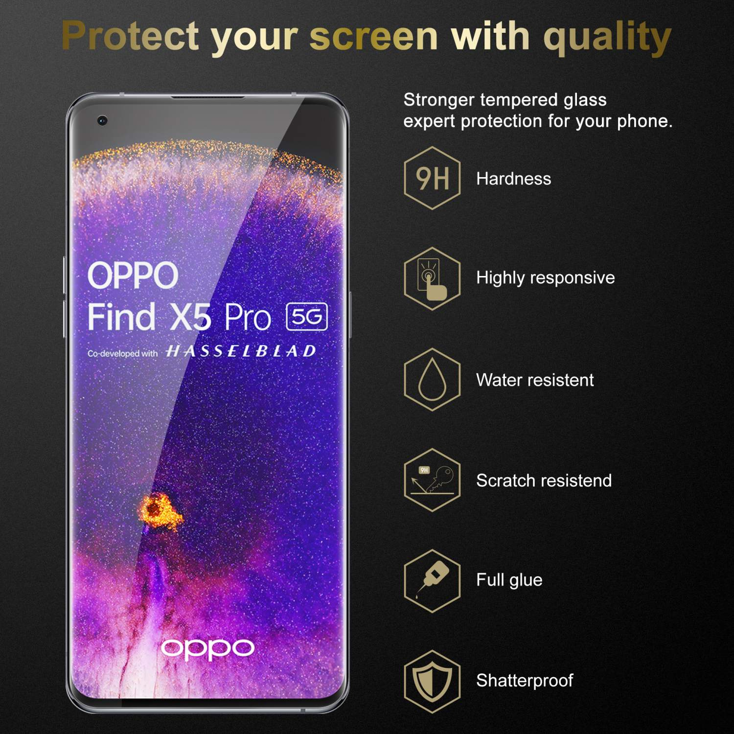 Cadorabo Pellicola Protettiva copertura completa compatibile con Oppo A12 in TRASPARENTE con NERO - Vetro di protezione del display (Tempered) con durezza 9H con compatibilità 3D touch