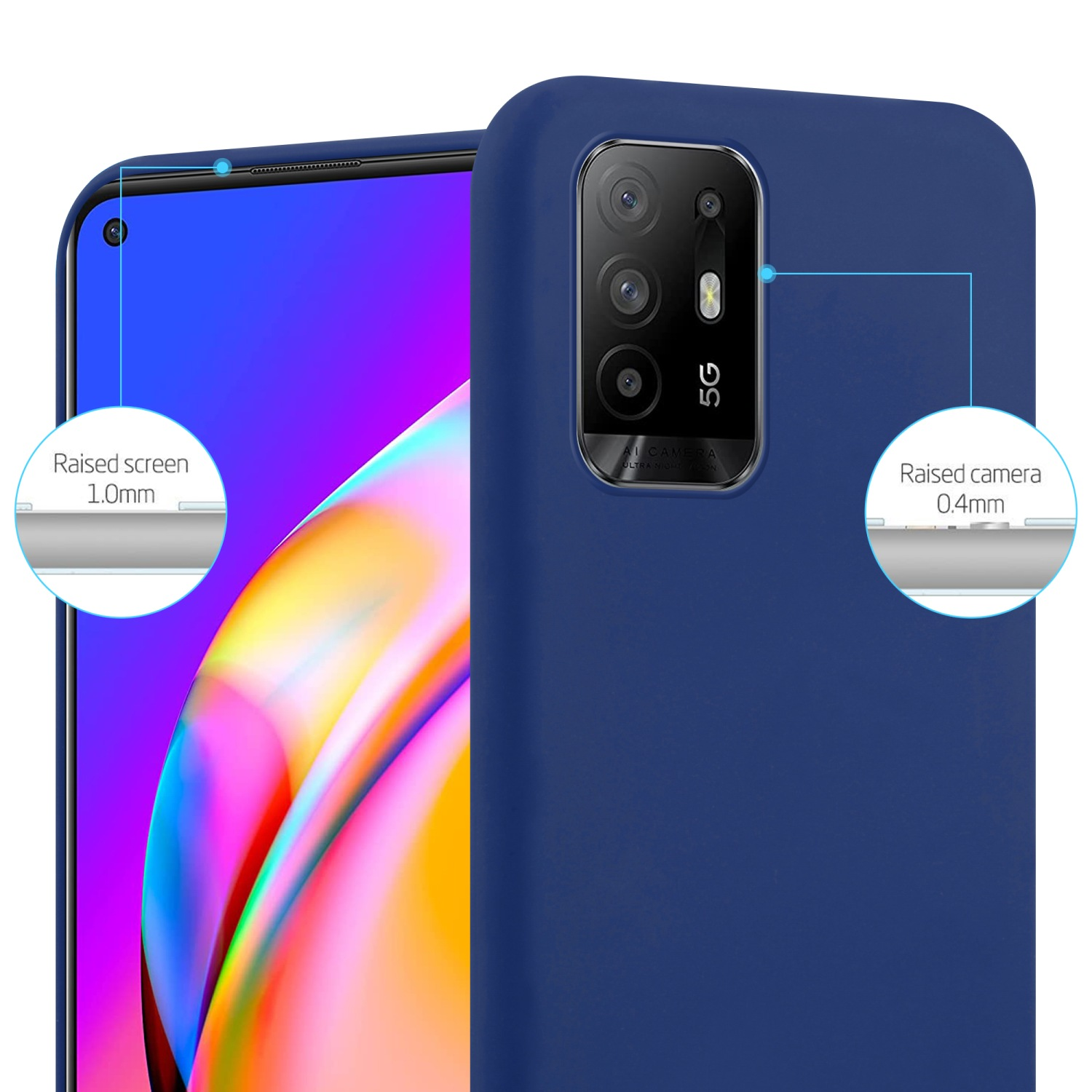 CADORABO Hülle Backcover, Candy Style, DUNKEL CANDY TPU BLAU 5G, im Oppo, A94