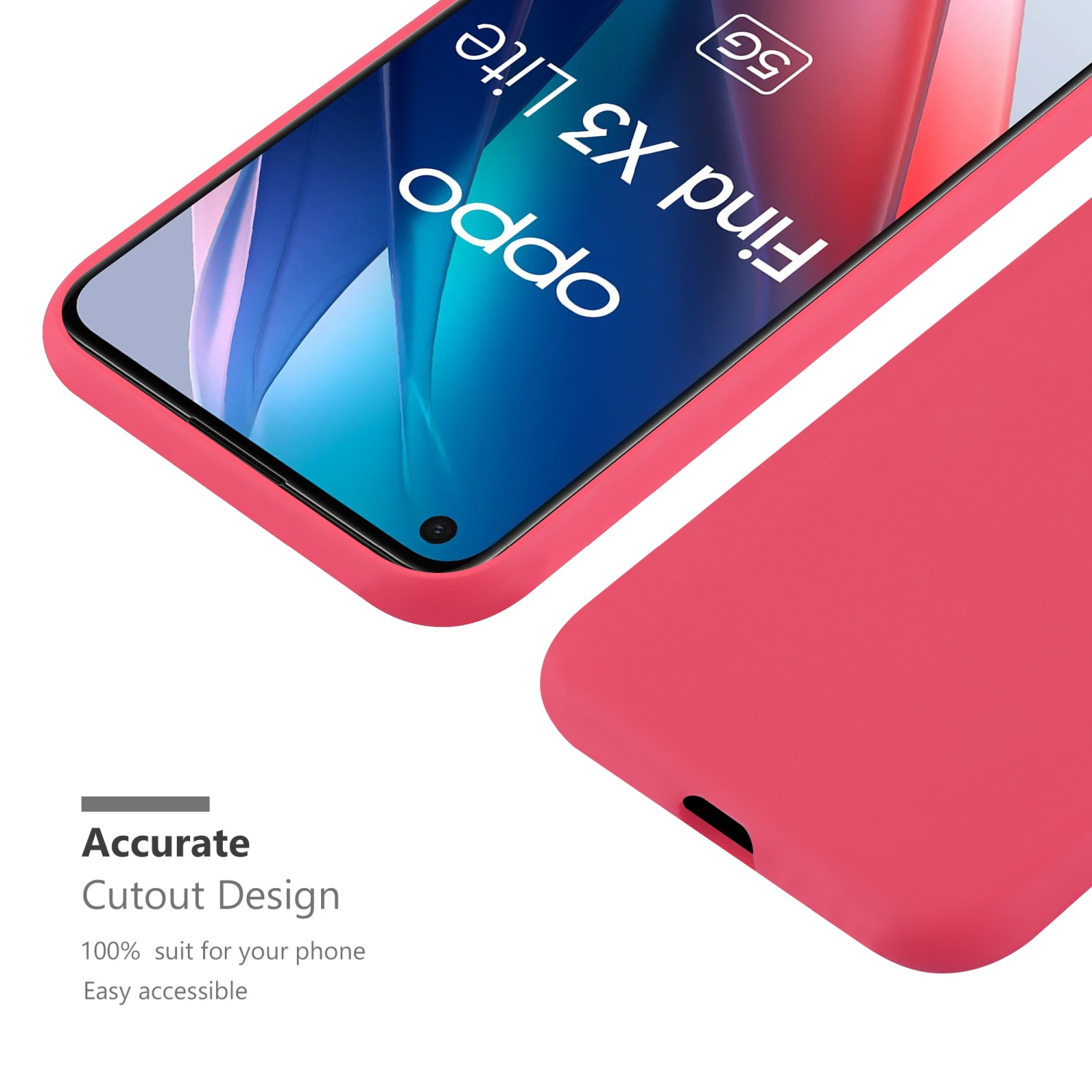 CADORABO Hülle im FIND LITE, Candy Backcover, CANDY Style, TPU Oppo, X3 ROT