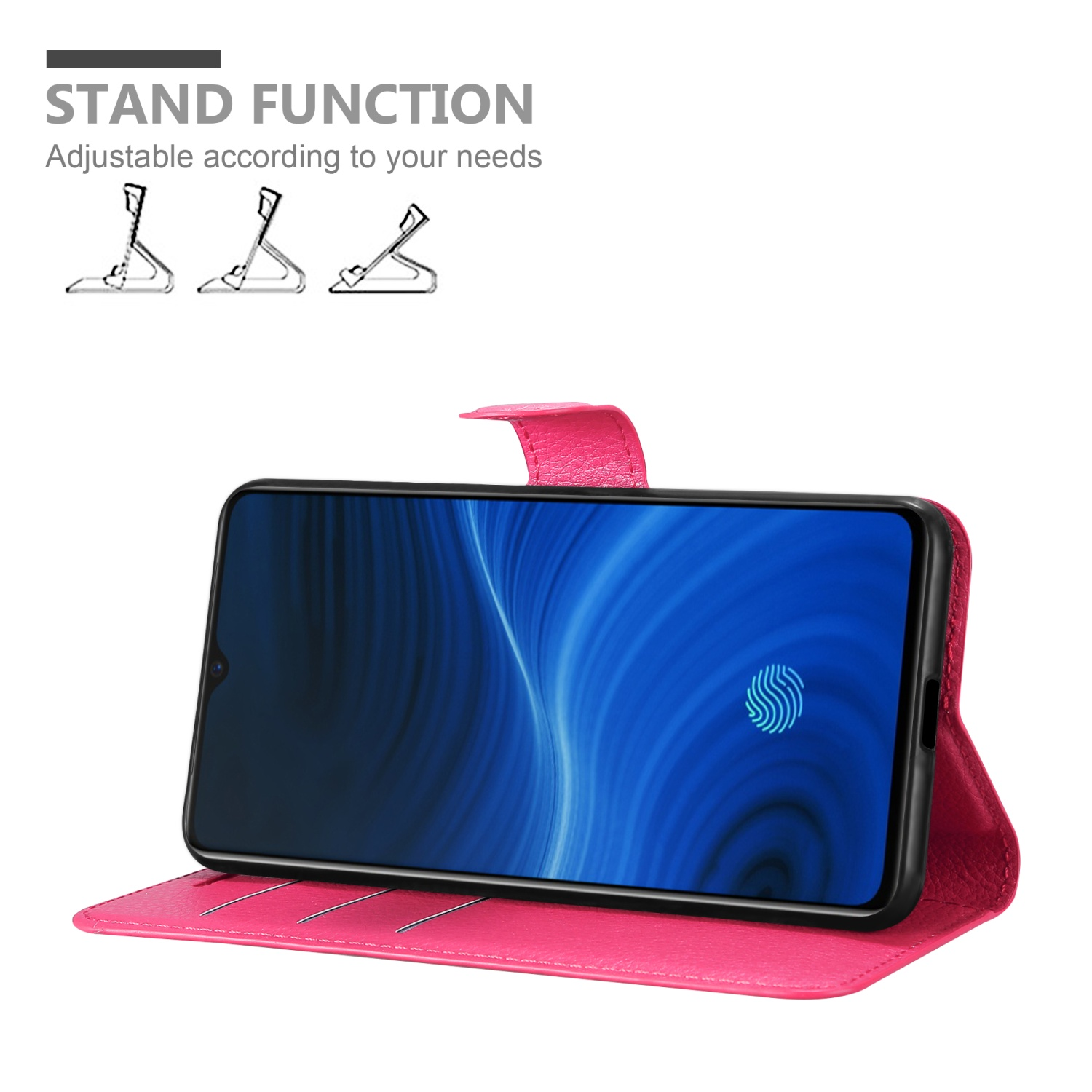 Ace, Reno CADORABO X2 Book Hülle Realme, Oppo Standfunktion, Bookcover, PINK / PRO CHERRY