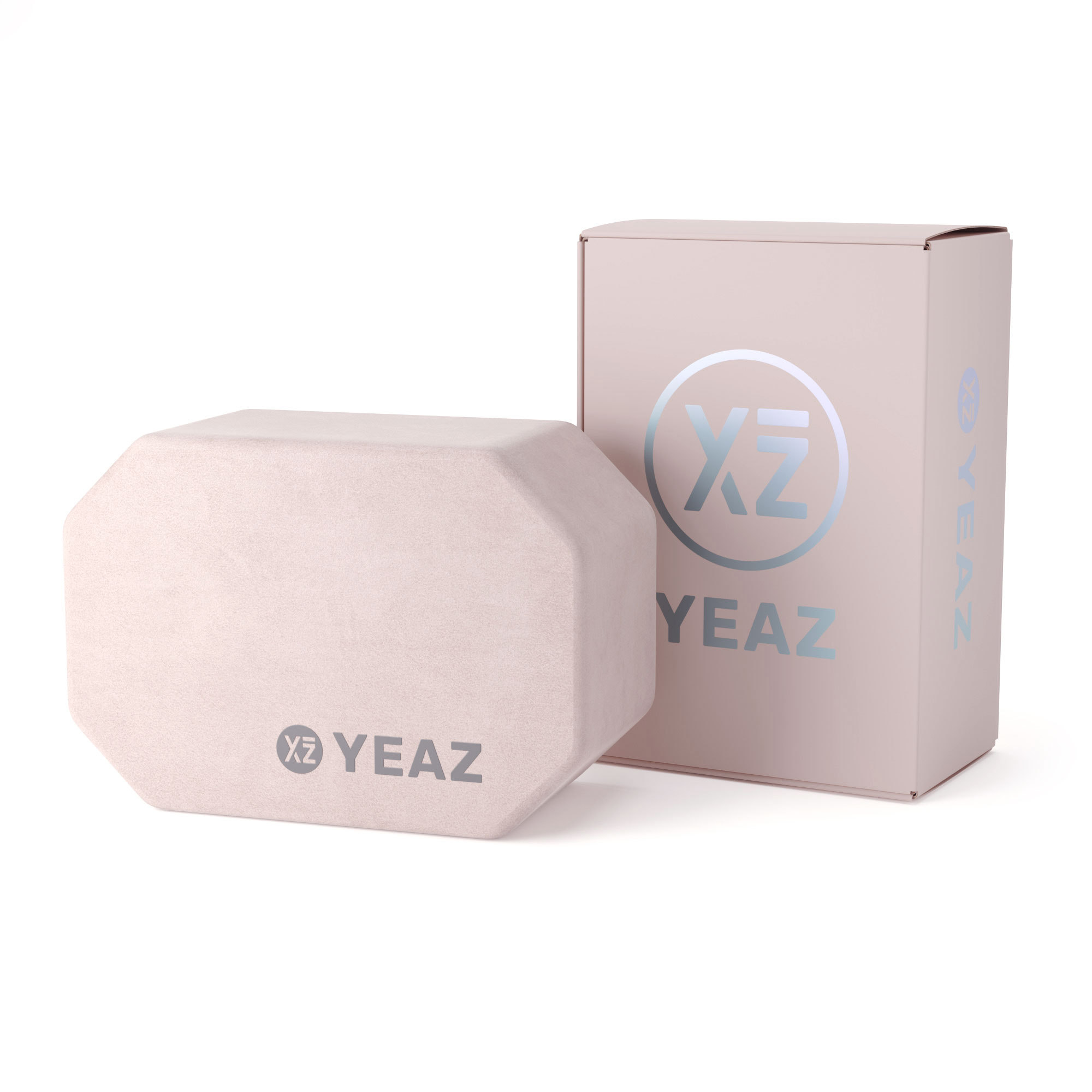 Zwei rosafarbene achteckige Boxen, eine offen, mit silbernen Logodetails.