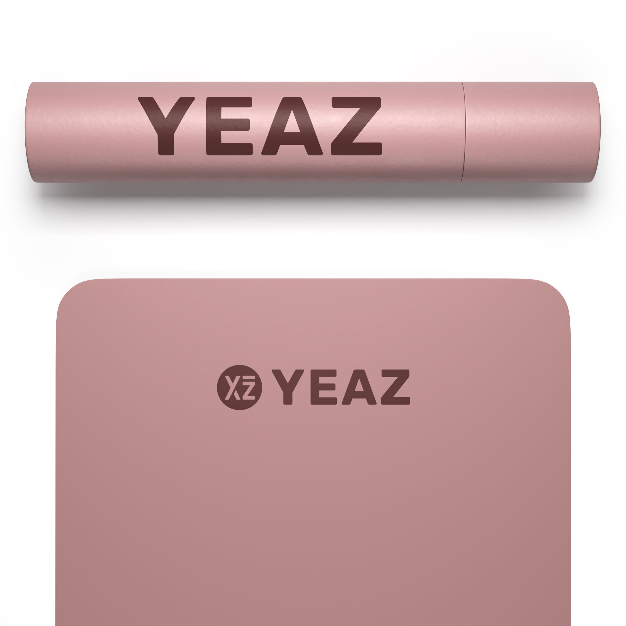 Rosa Hülle und Pad mit YEAZ, und Logo auf dem Pad.